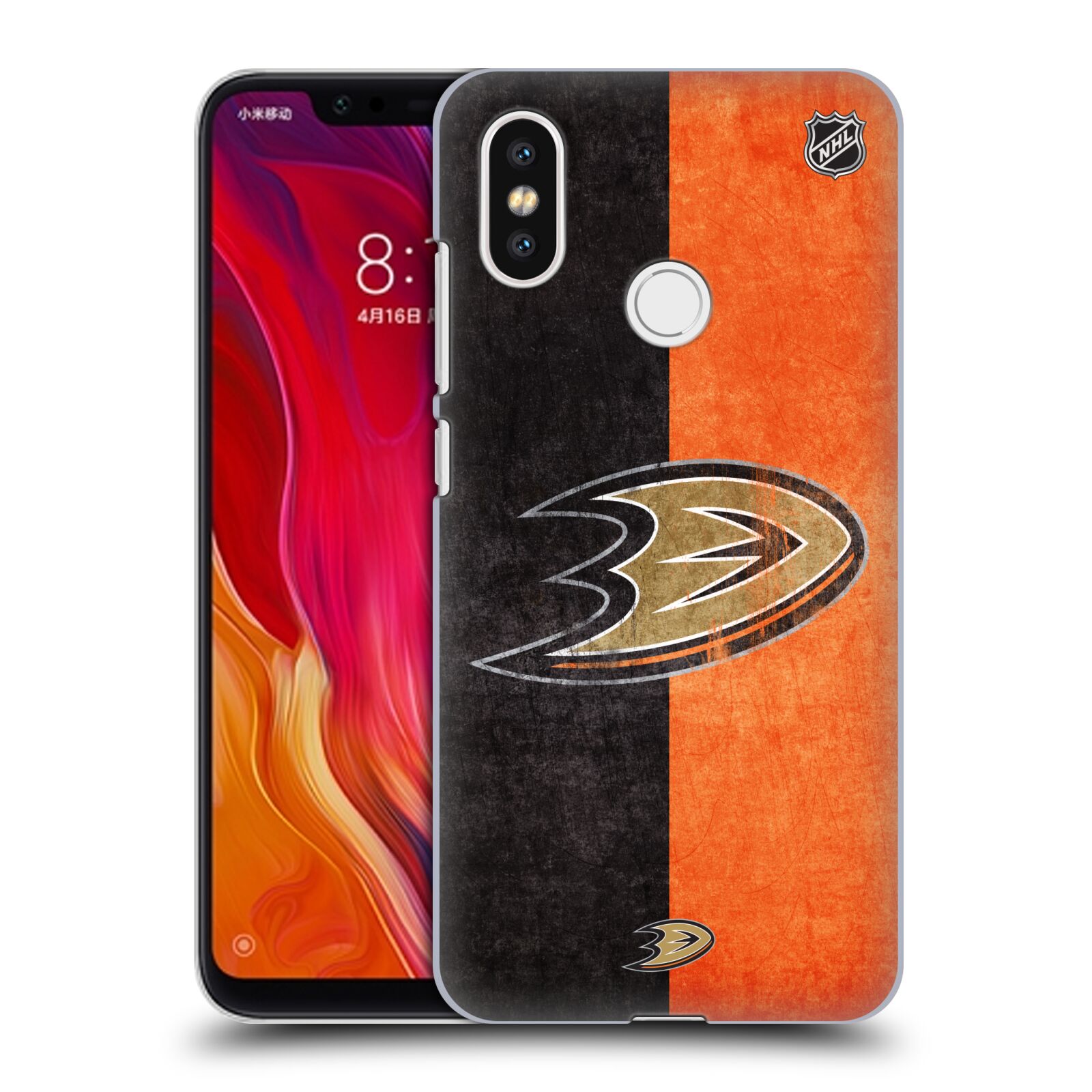 Pouzdro na mobil Xiaomi  Mi 8 - HEAD CASE - Hokej NHL - Anaheim Ducks - Logo vintage
