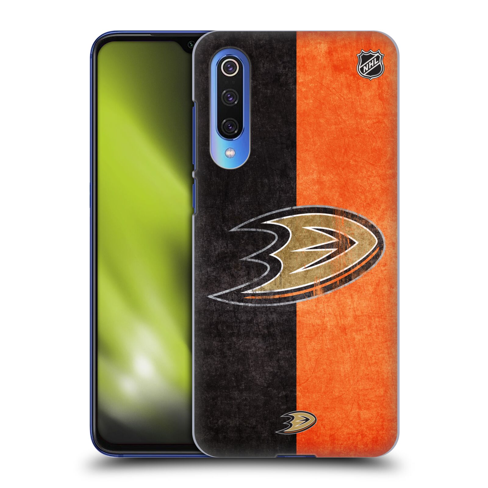 Pouzdro na mobil Xiaomi  Mi 9 SE - HEAD CASE - Hokej NHL - Anaheim Ducks - Logo vintage