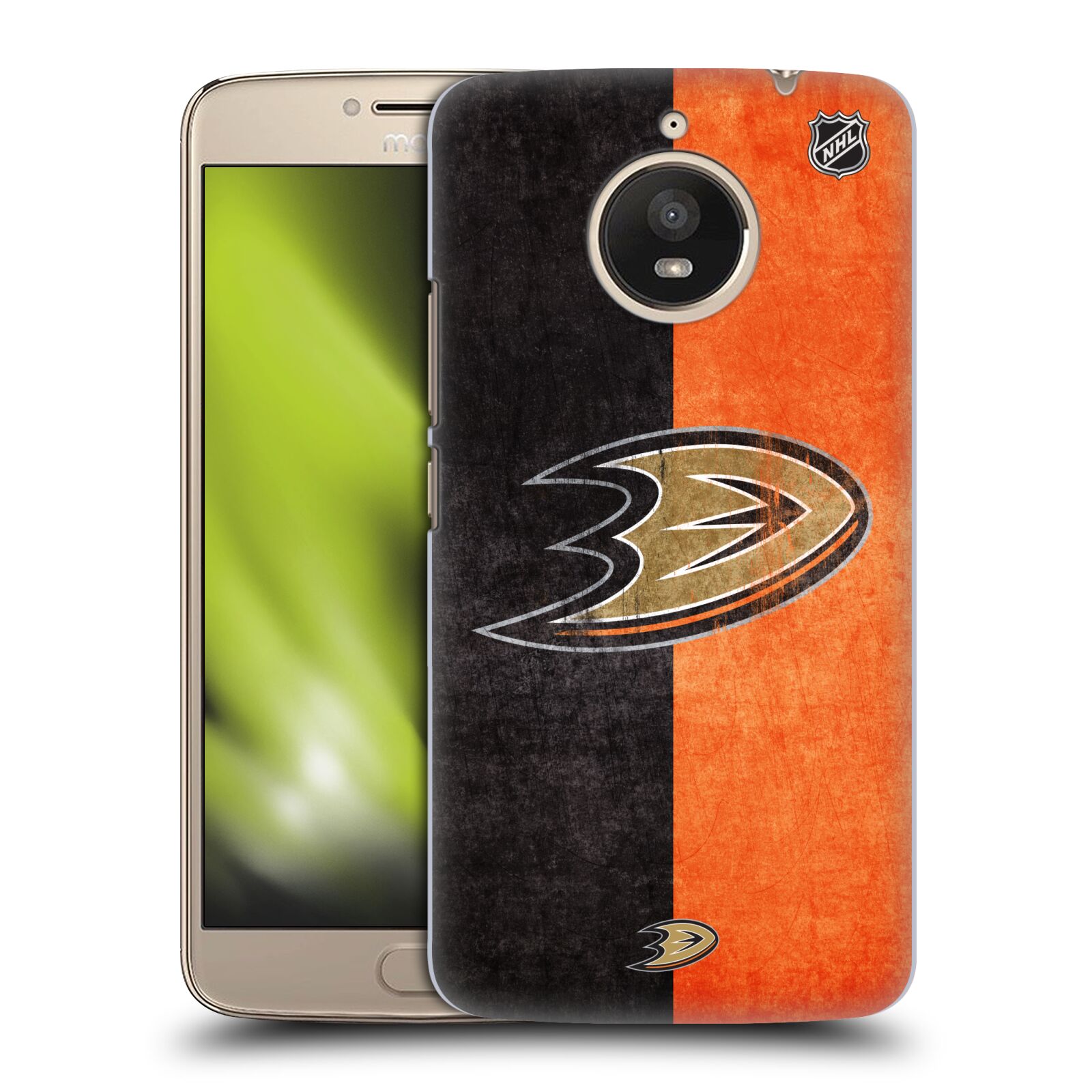 Pouzdro na mobil Lenovo Moto E4 PLUS - HEAD CASE - Hokej NHL - Anaheim Ducks - Logo vintage