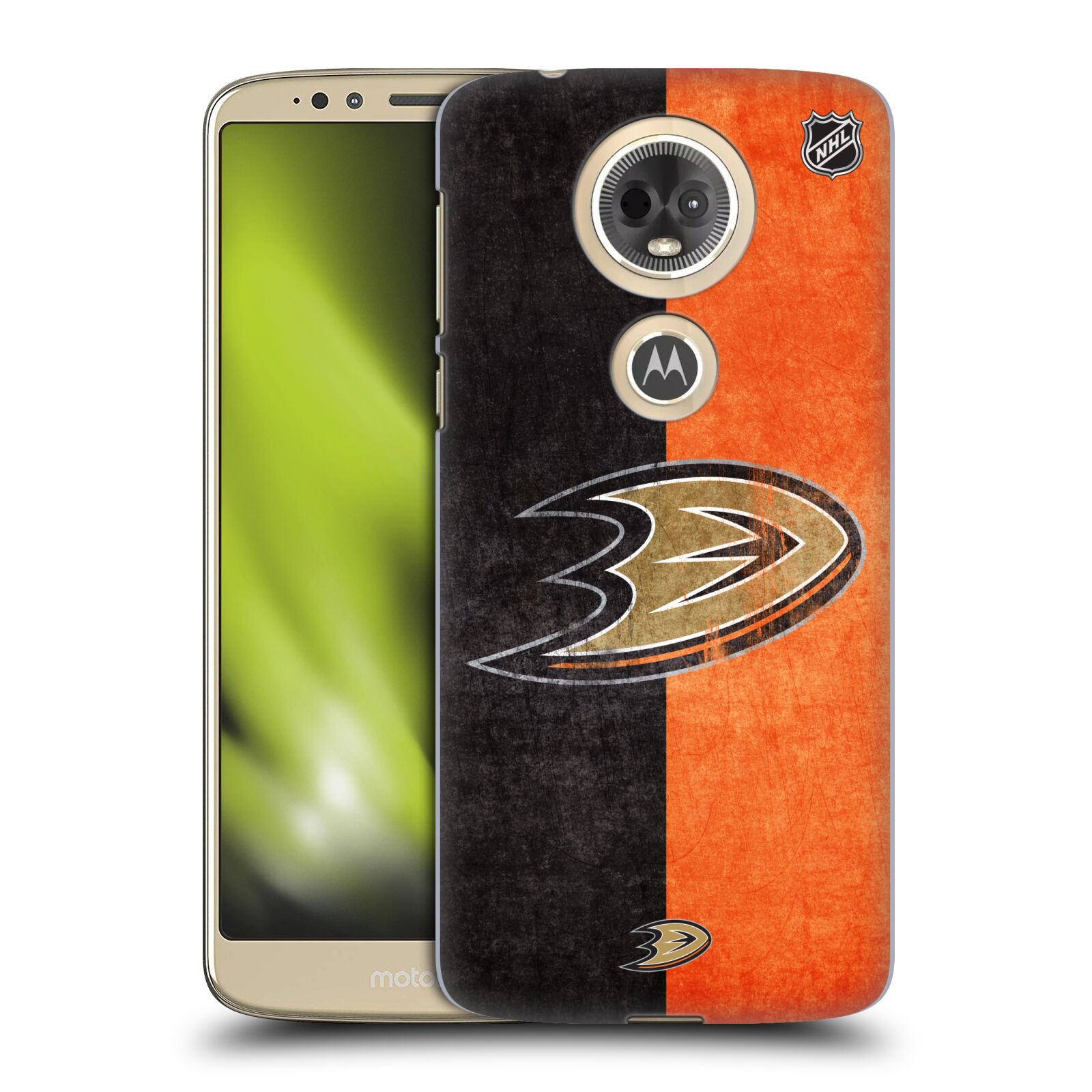 Pouzdro na mobil Motorola Moto E5 PLUS - HEAD CASE - Hokej NHL - Anaheim Ducks - Logo vintage