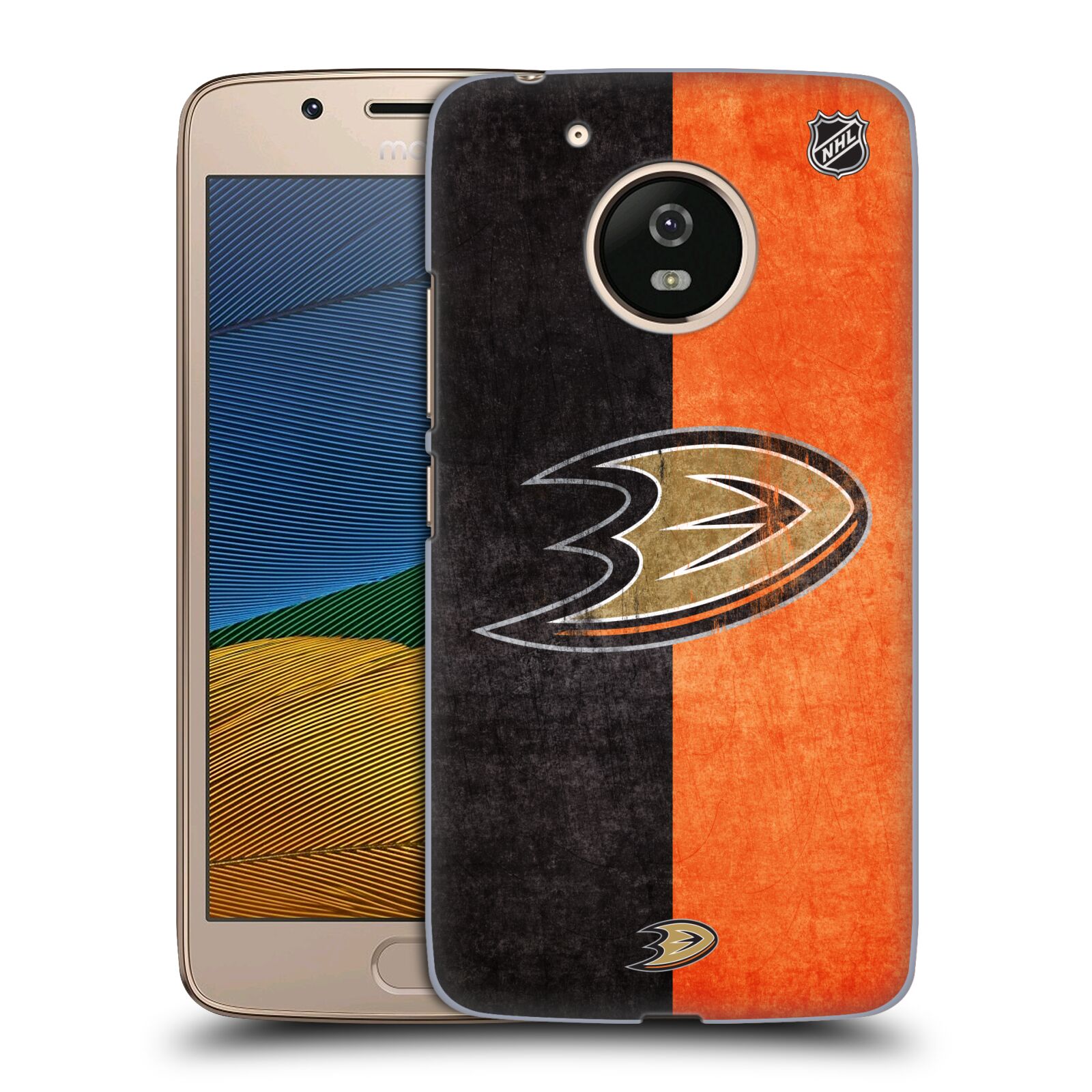 Pouzdro na mobil Lenovo Moto G5 - HEAD CASE - Hokej NHL - Anaheim Ducks - Logo vintage
