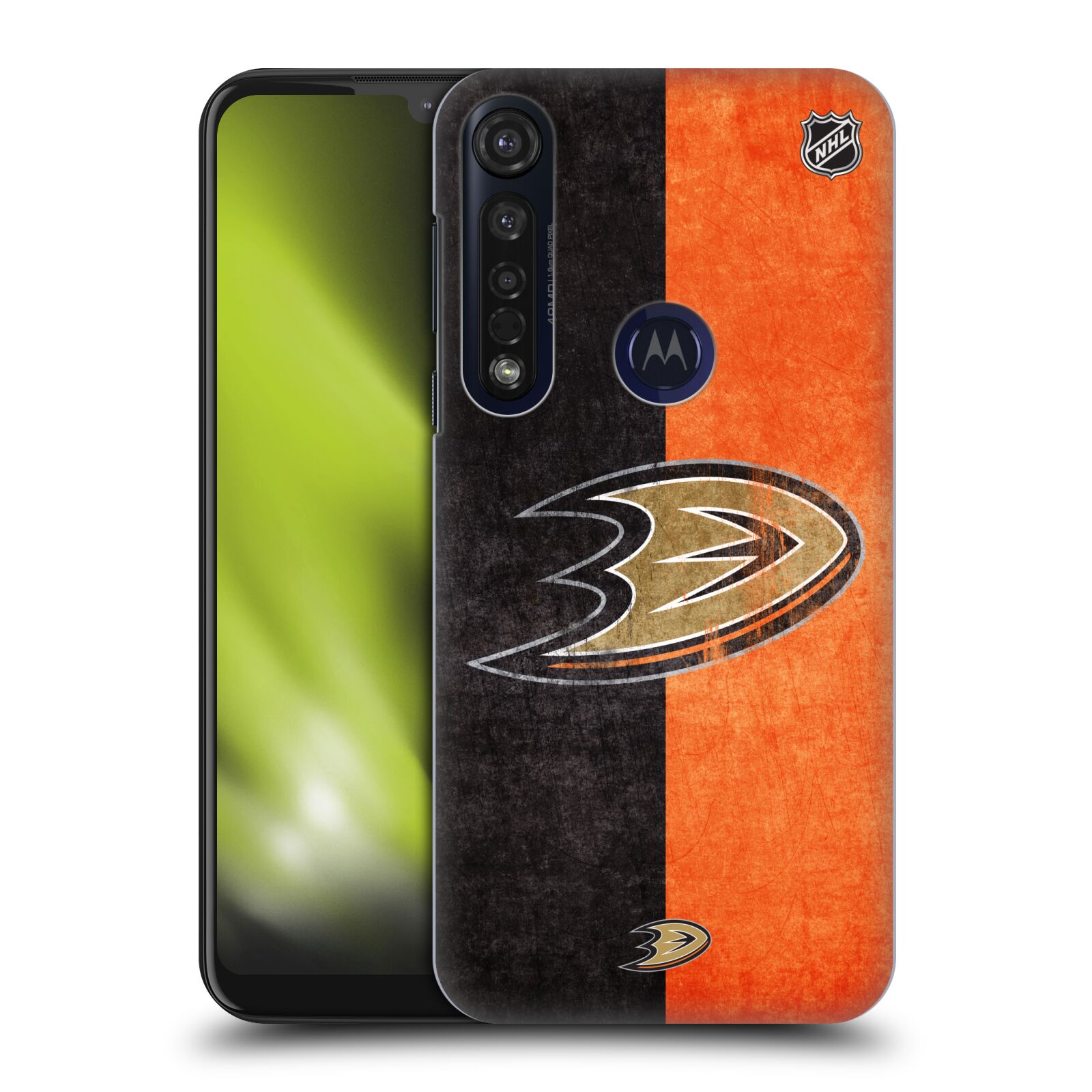 Pouzdro na mobil Motorola Moto G8 PLUS - HEAD CASE - Hokej NHL - Anaheim Ducks - Logo vintage