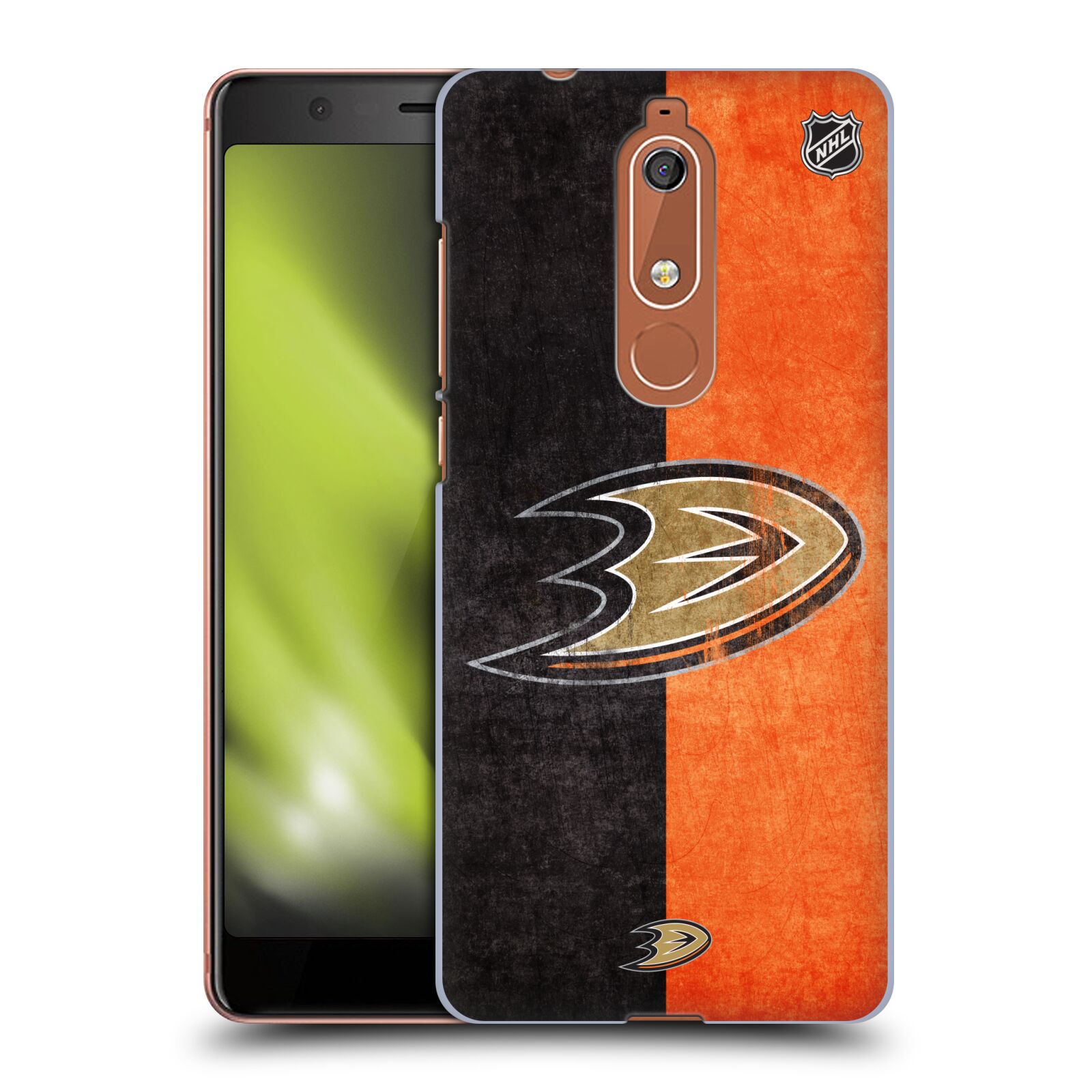 Pouzdro na mobil Nokia 5.1 - HEAD CASE - Hokej NHL - Anaheim Ducks - Logo vintage