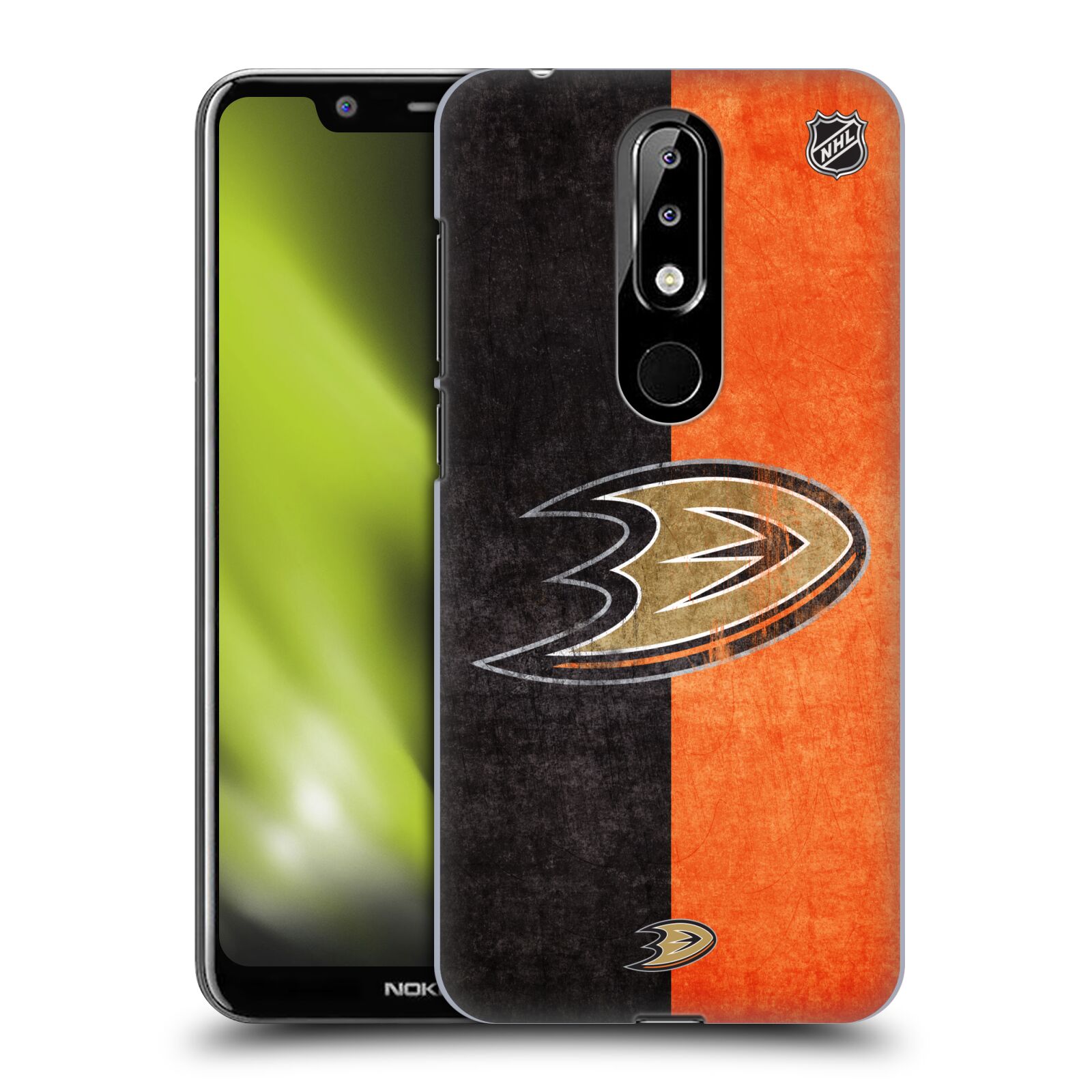 Pouzdro na mobil Nokia 5.1 PLUS - HEAD CASE - Hokej NHL - Anaheim Ducks - Logo vintage