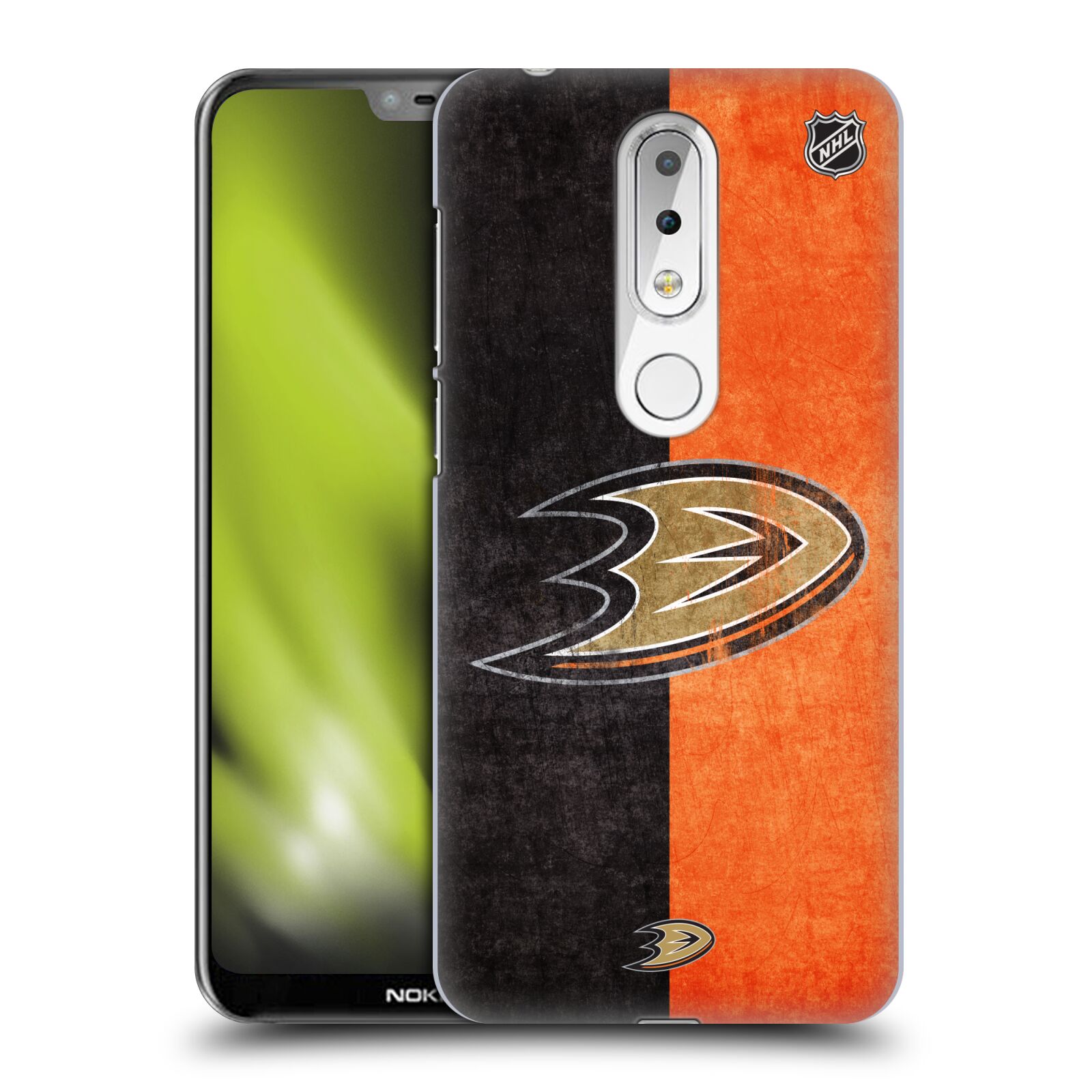 Pouzdro na mobil Nokia 6.1 PLUS - HEAD CASE - Hokej NHL - Anaheim Ducks - Logo vintage