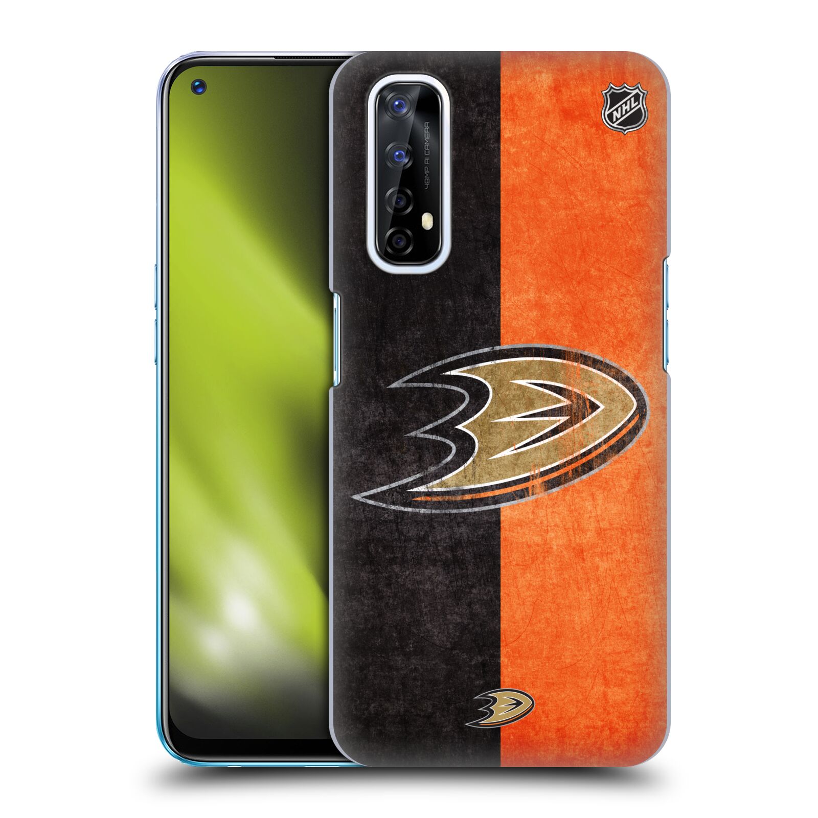 Pouzdro na mobil Realme 7 - HEAD CASE - Hokej NHL - Anaheim Ducks - Logo vintage