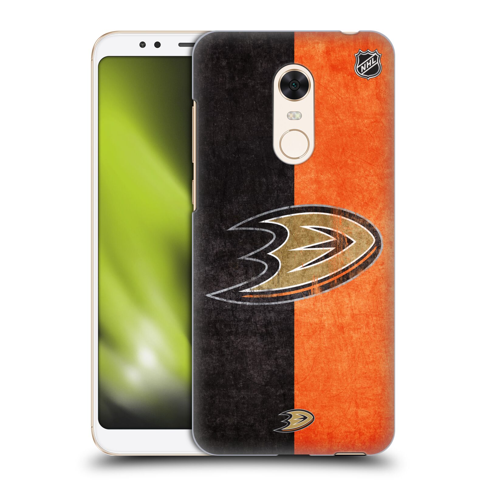 Pouzdro na mobil Xiaomi Redmi 5 PLUS (REDMI 5+) - HEAD CASE - Hokej NHL - Anaheim Ducks - Logo vintage