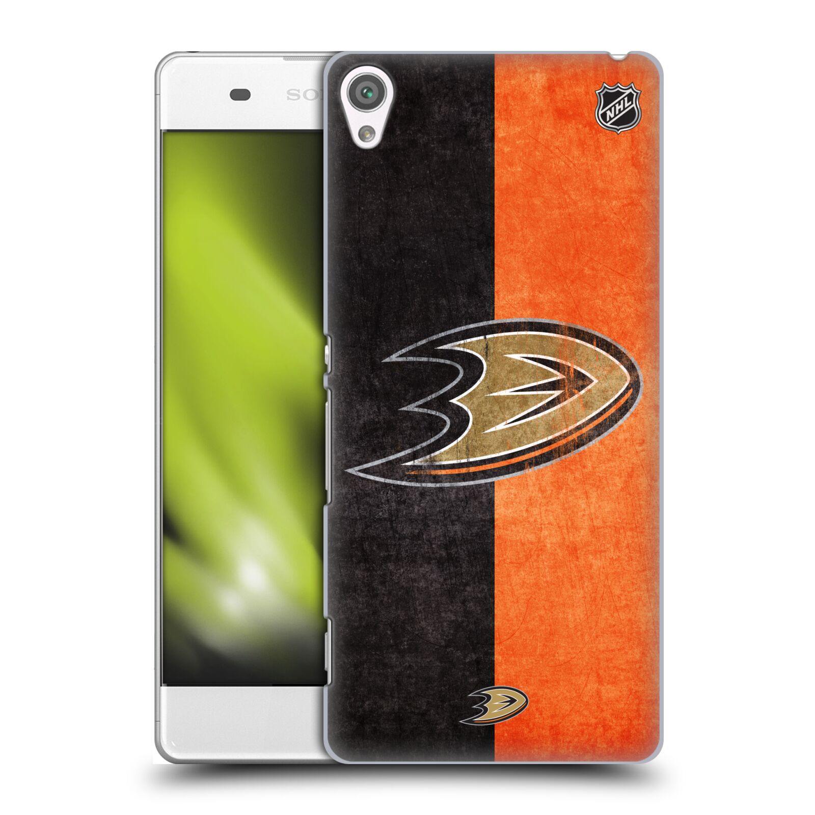 Pouzdro na mobil Sony Xperia XA - HEAD CASE - Hokej NHL - Anaheim Ducks - Logo vintage