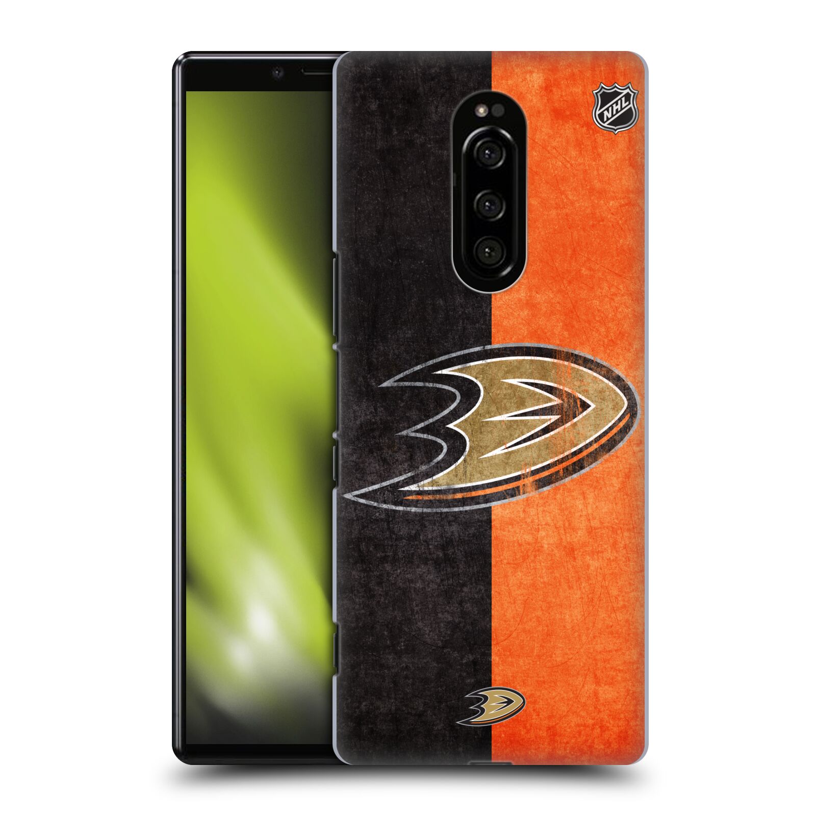 Pouzdro na mobil Sony Xperia 1 - HEAD CASE - Hokej NHL - Anaheim Ducks - Logo vintage