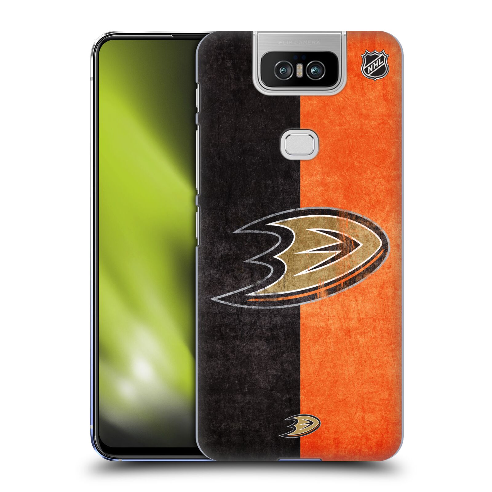 Pouzdro na mobil ASUS Zenfone 6 ZS630KL - HEAD CASE - Hokej NHL - Anaheim Ducks - Logo vintage