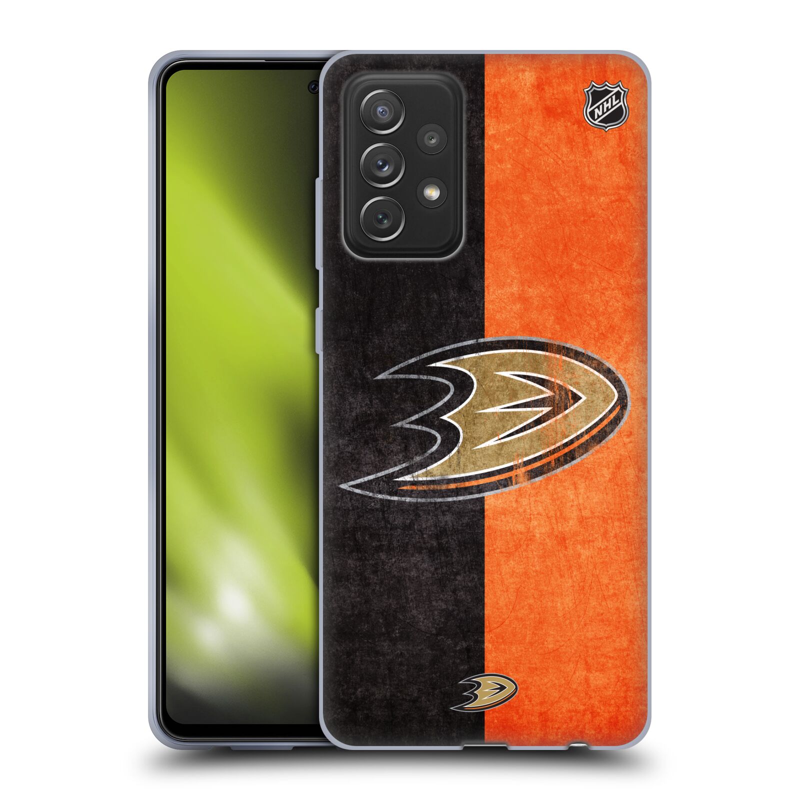 Pouzdro na mobil Samsung Galaxy A72 / A72 5G - HEAD CASE - Hokej NHL - Anaheim Ducks - Logo vintage