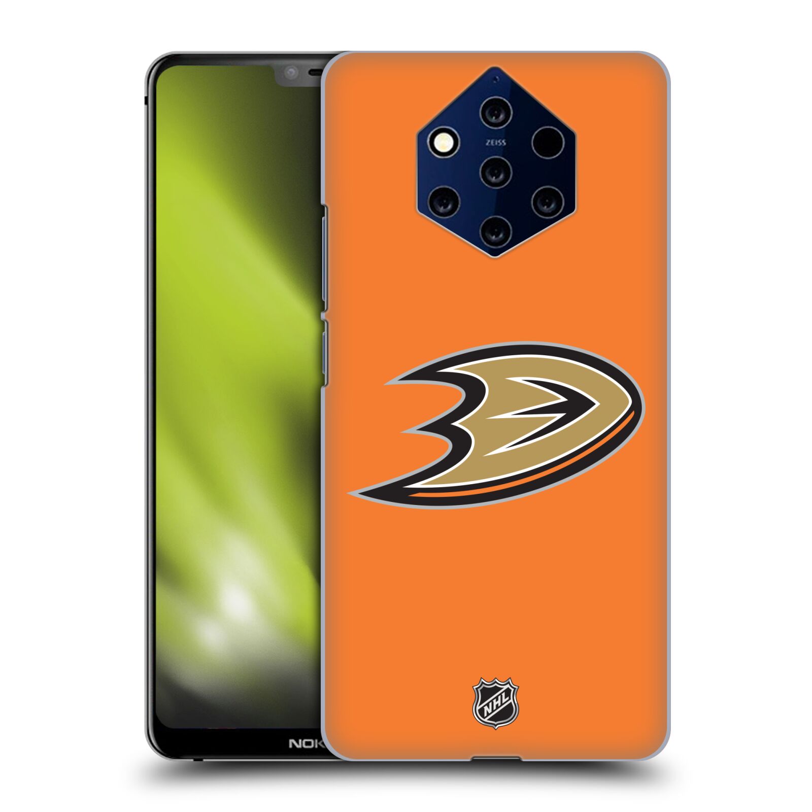 Pouzdro na mobil NOKIA 9 PureView - HEAD CASE - Hokej NHL - Anaheim Ducks - Oranžové pozadí