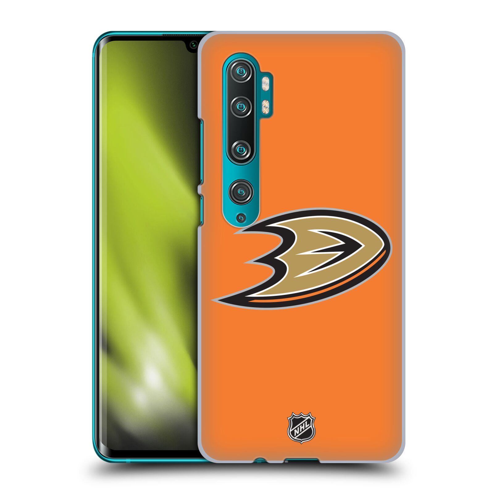 Pouzdro na mobil Xiaomi Mi Note 10 / Mi Note 10 Pro - HEAD CASE - Hokej NHL - Anaheim Ducks - Oranžové pozadí