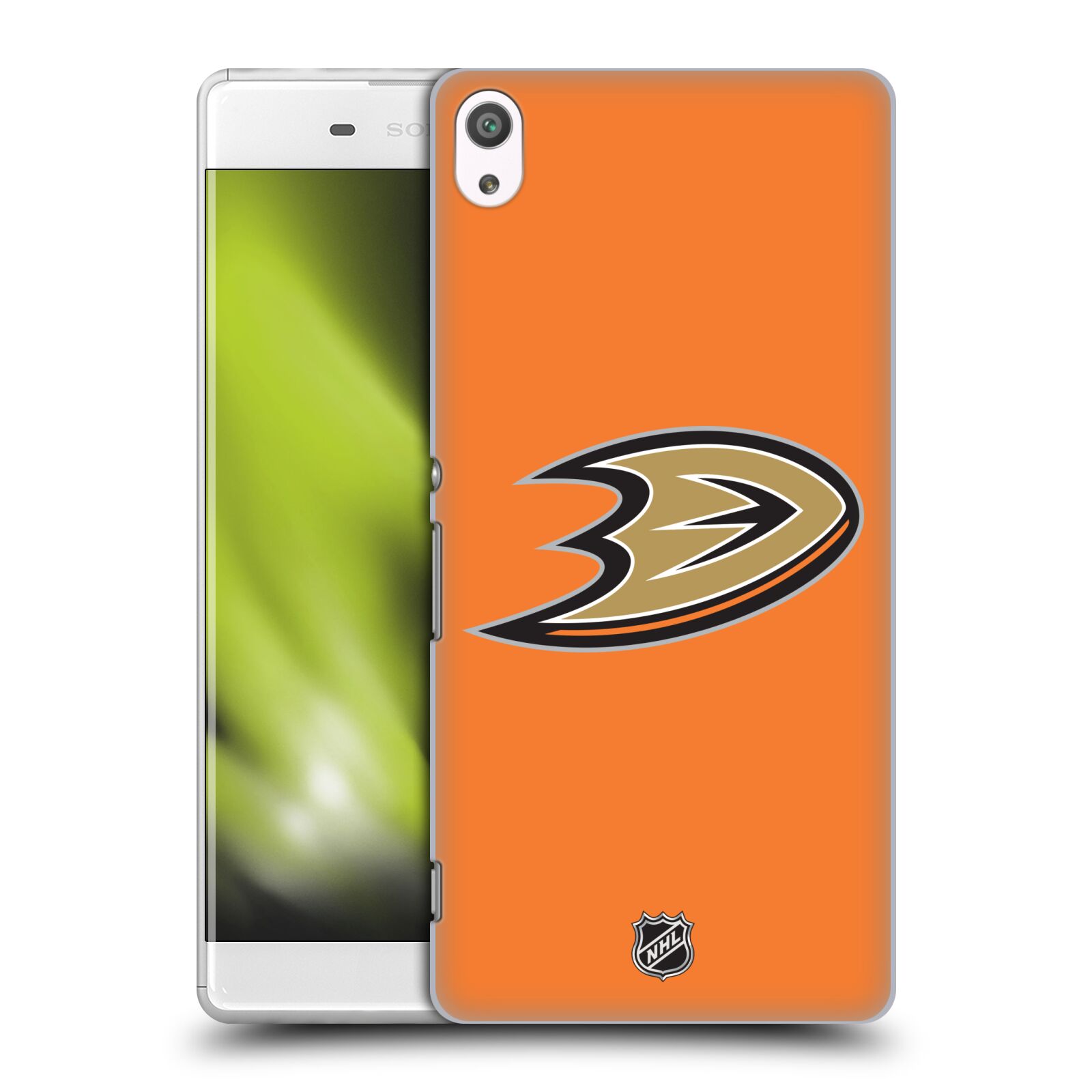 Pouzdro na mobil Sony Xperia XA ULTRA - HEAD CASE - Hokej NHL - Anaheim Ducks - Oranžové pozadí