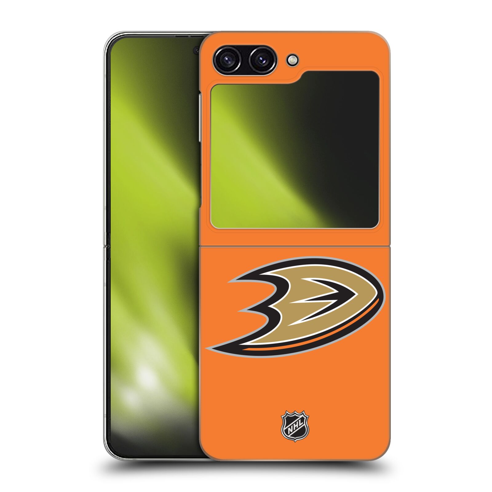 Plastový obal HEAD CASE na mobil Samsung Galaxy Z Flip 5  Hokej NHL - Anaheim Ducks - Oranžové pozadí