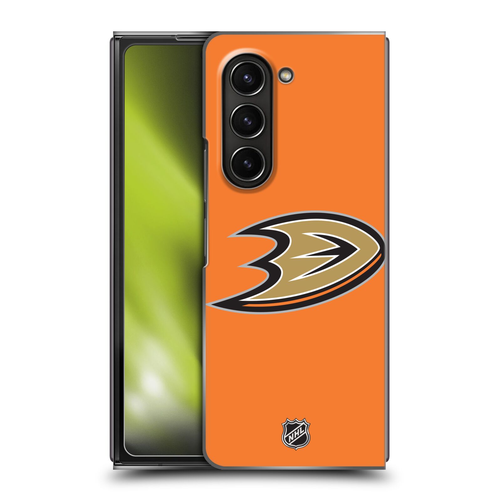 Plastový obal HEAD CASE na mobil Samsung Galaxy Z Fold 5  Hokej NHL - Anaheim Ducks - Oranžové pozadí