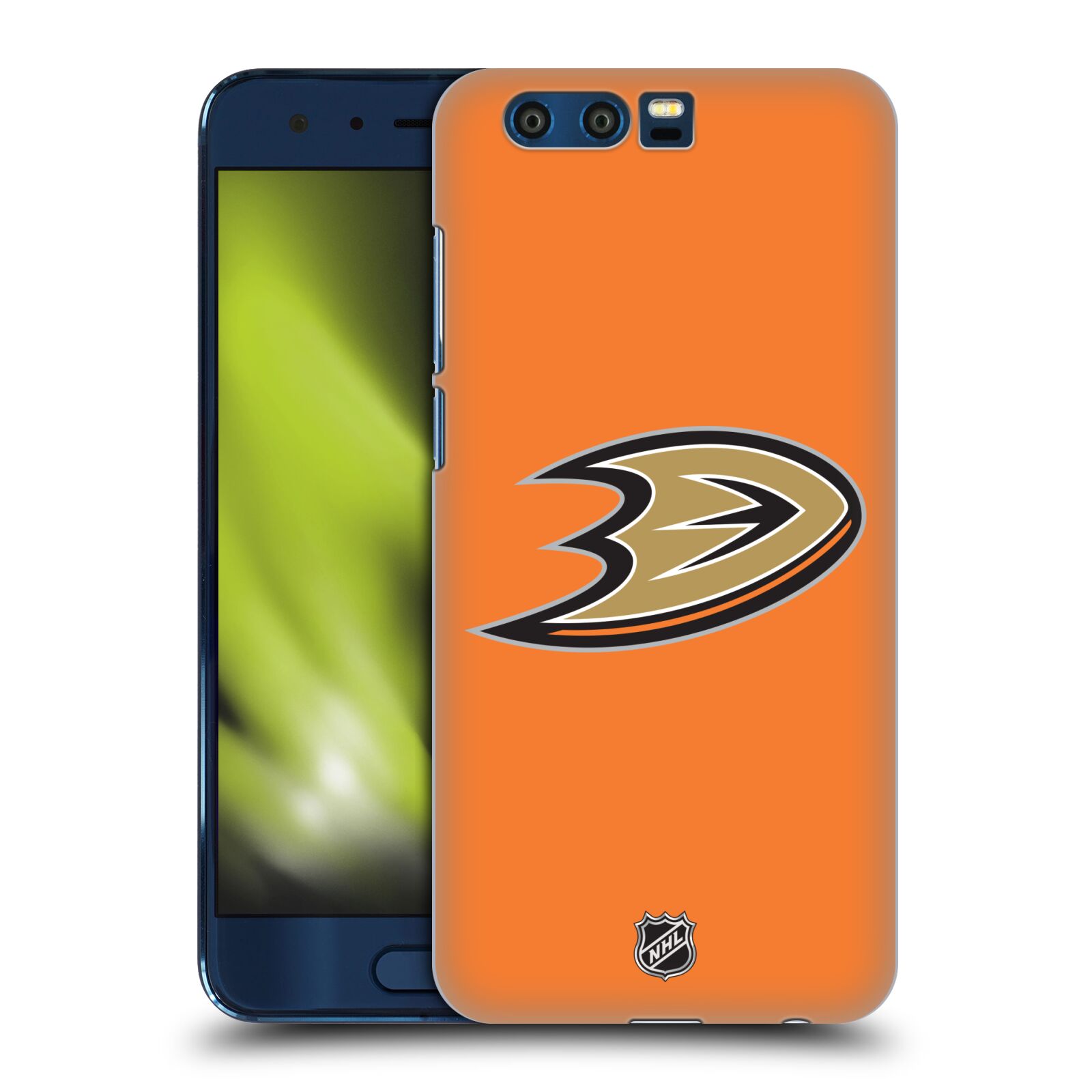 Pouzdro na mobil HONOR 9 - HEAD CASE - Hokej NHL - Anaheim Ducks - Oranžové pozadí