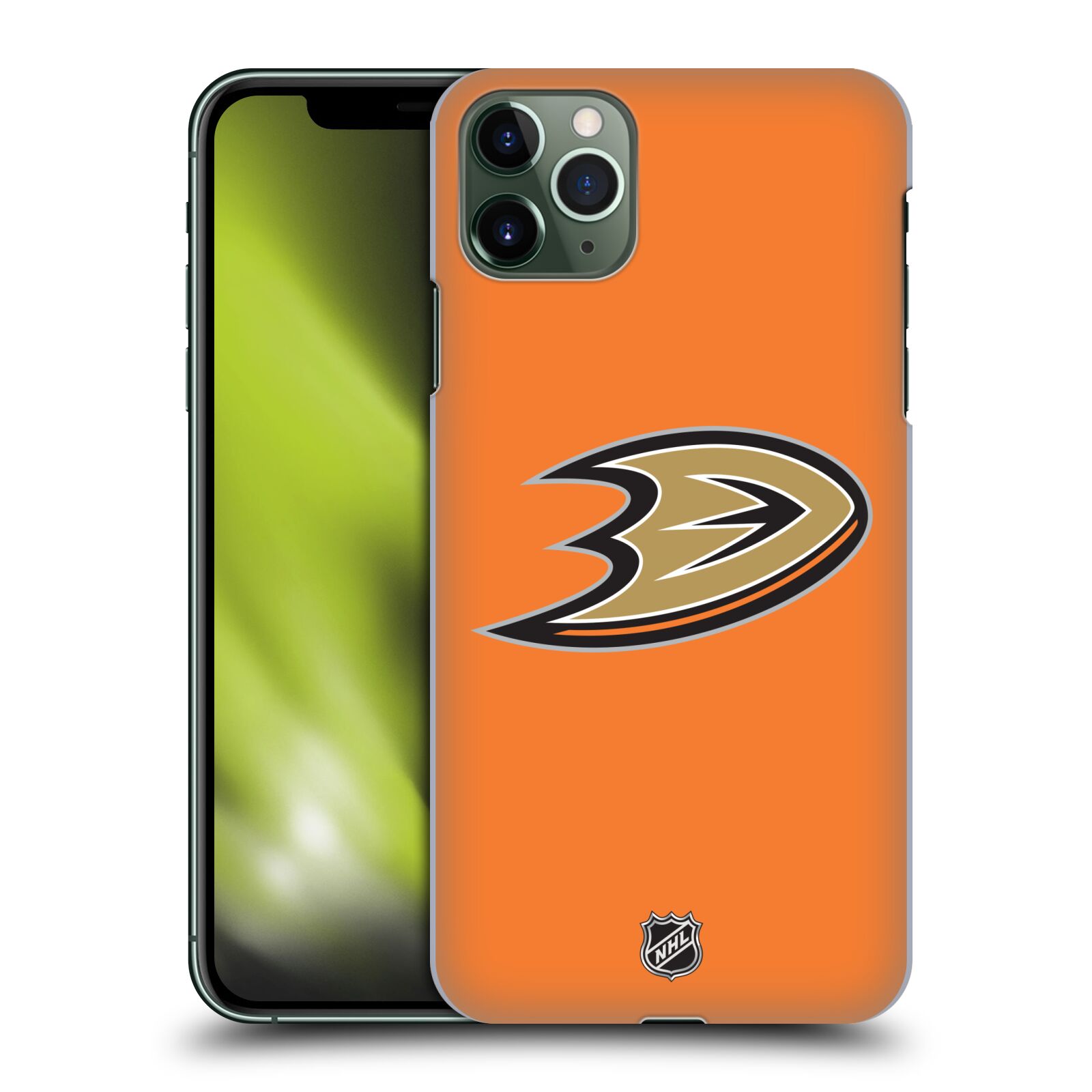 Pouzdro na mobil Apple Iphone 11 PRO MAX - HEAD CASE - Hokej NHL - Anaheim Ducks - Oranžové pozadí
