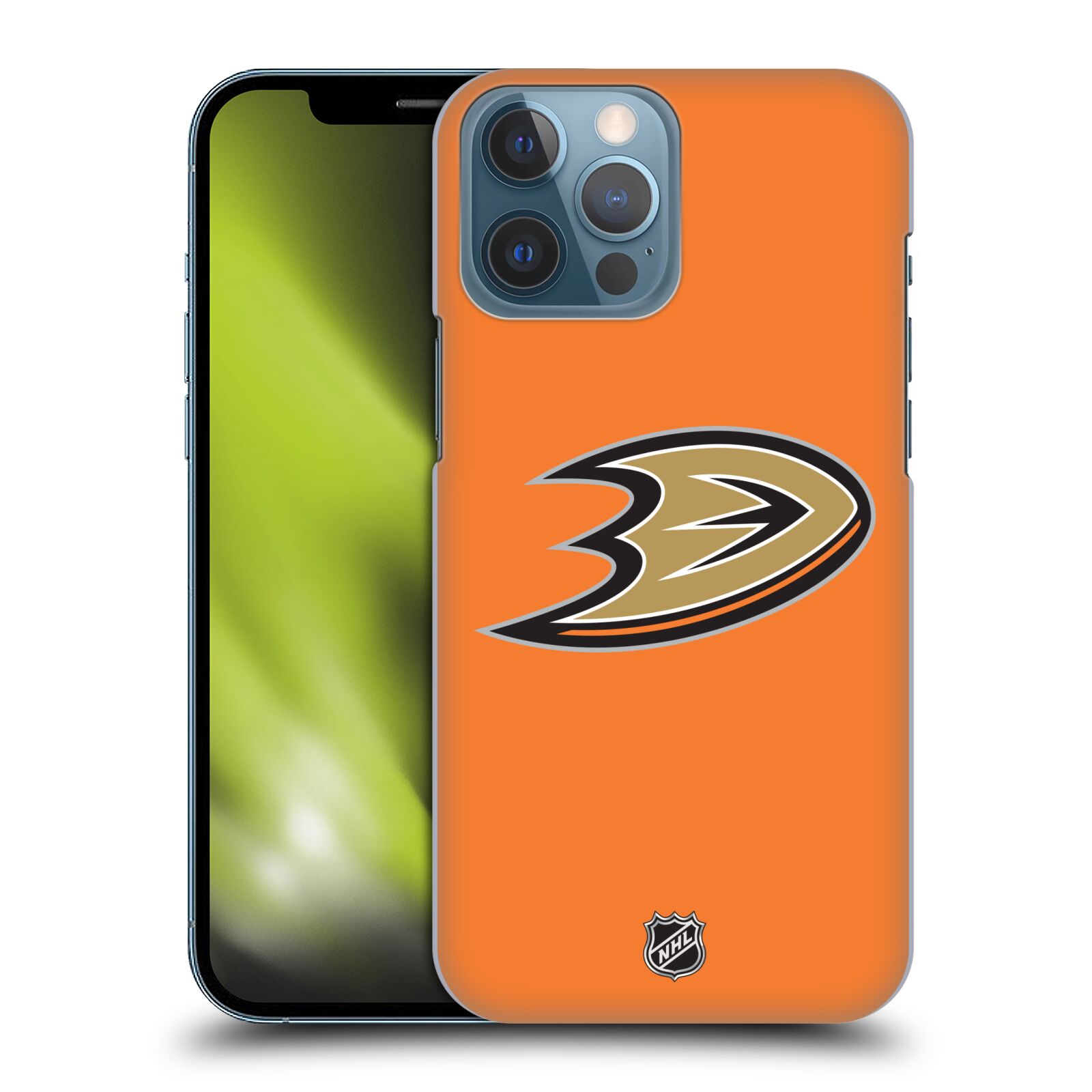 Pouzdro na mobil Apple Iphone 13 PRO MAX - HEAD CASE - Hokej NHL - Anaheim Ducks - Oranžové pozadí