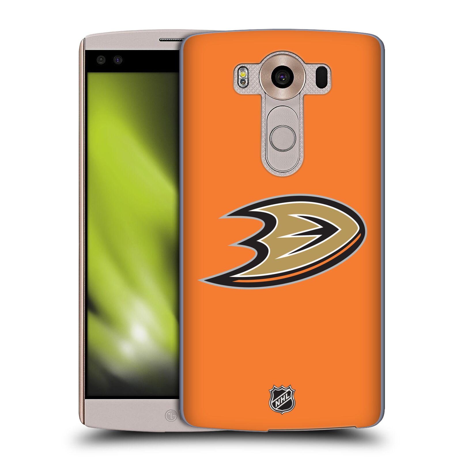 Pouzdro na mobil LG V10 - HEAD CASE - Hokej NHL - Anaheim Ducks - Oranžové pozadí
