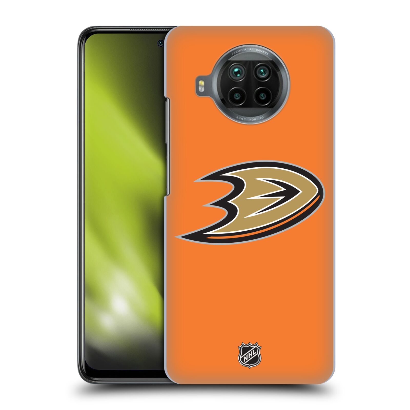 Pouzdro na mobil Xiaomi  Mi 10T LITE 5G - HEAD CASE - Hokej NHL - Anaheim Ducks - Oranžové pozadí