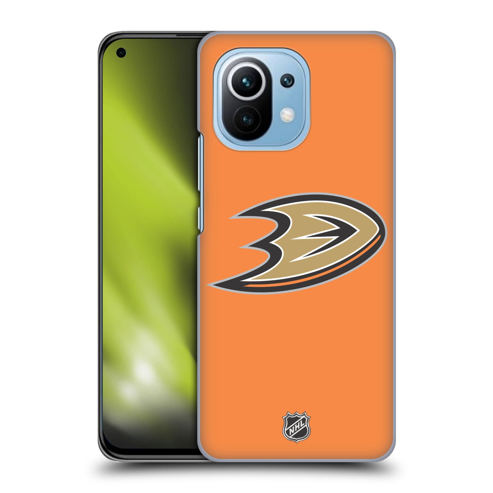 Pouzdro na mobil Xiaomi  Mi 11 - HEAD CASE - Hokej NHL - Anaheim Ducks - Oranžové pozadí