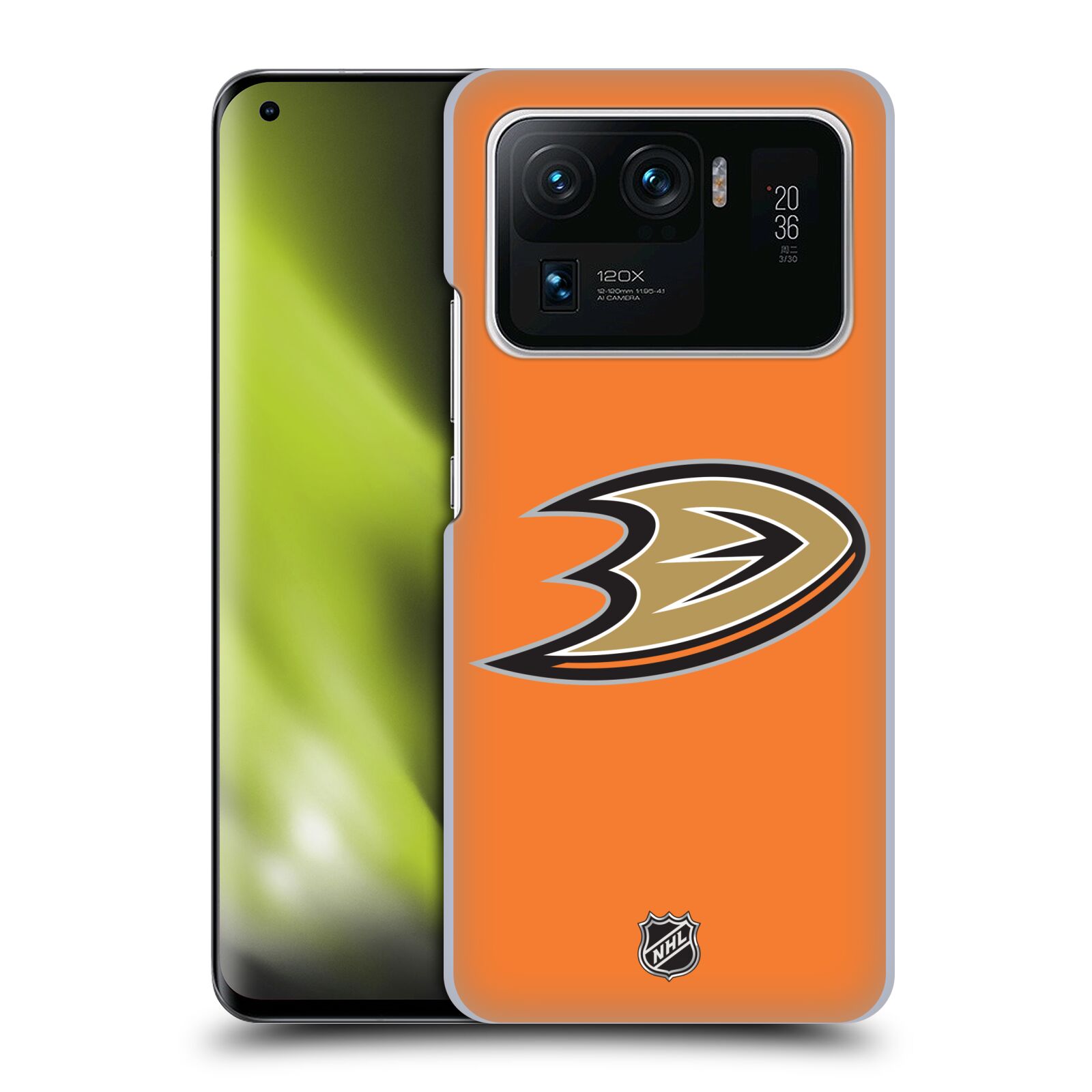 Pouzdro na mobil Xiaomi  Mi 11 ULTRA - HEAD CASE - Hokej NHL - Anaheim Ducks - Oranžové pozadí