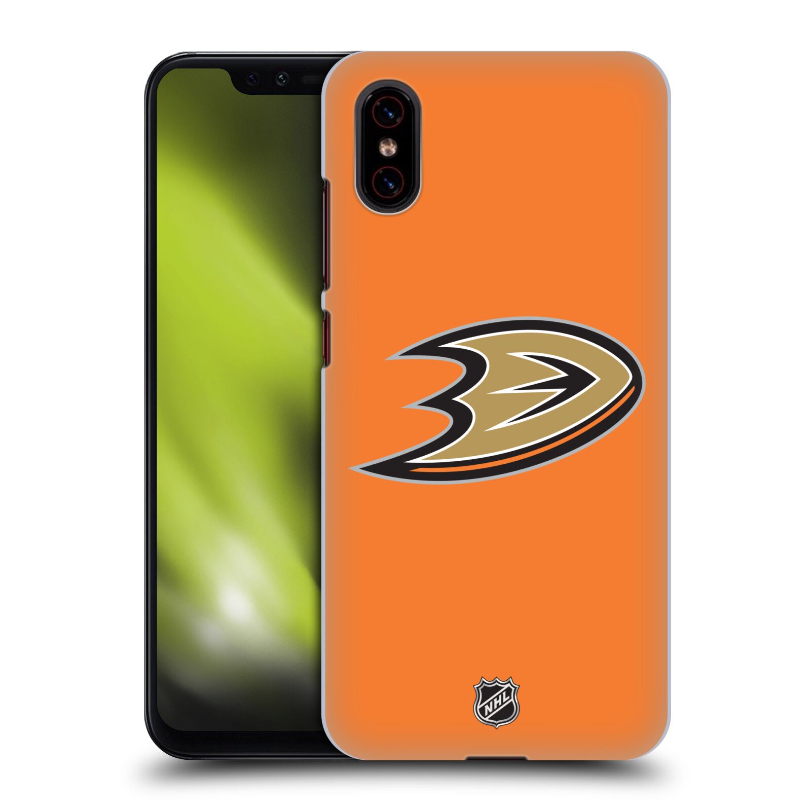 Pouzdro na mobil Xiaomi  Mi 8 PRO - HEAD CASE - Hokej NHL - Anaheim Ducks - Oranžové pozadí