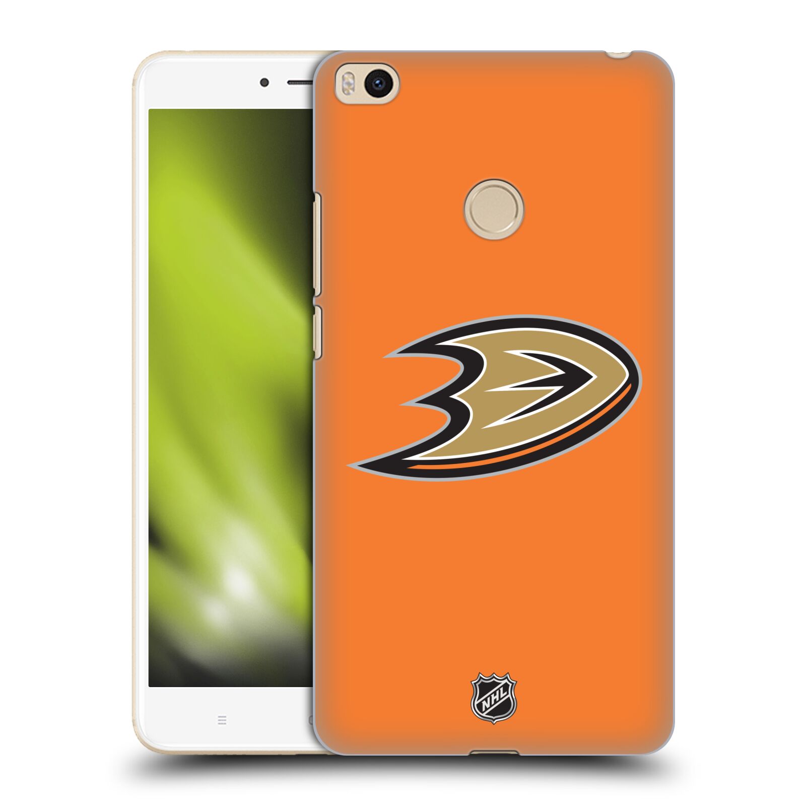 Pouzdro na mobil Xiaomi Mi Max 2 - HEAD CASE - Hokej NHL - Anaheim Ducks - Oranžové pozadí