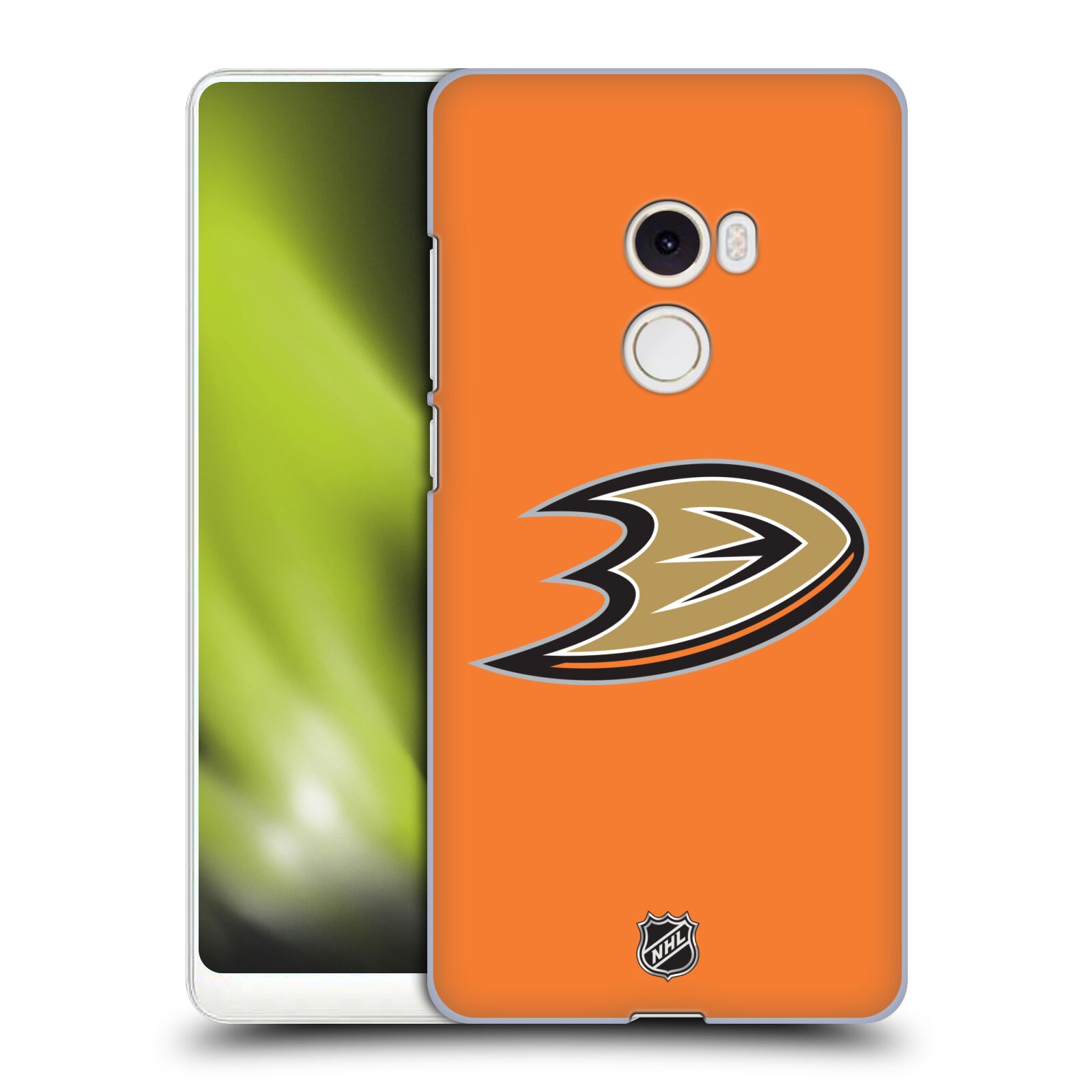 Pouzdro na mobil Xiaomi Mi Mix 2 - HEAD CASE - Hokej NHL - Anaheim Ducks - Oranžové pozadí