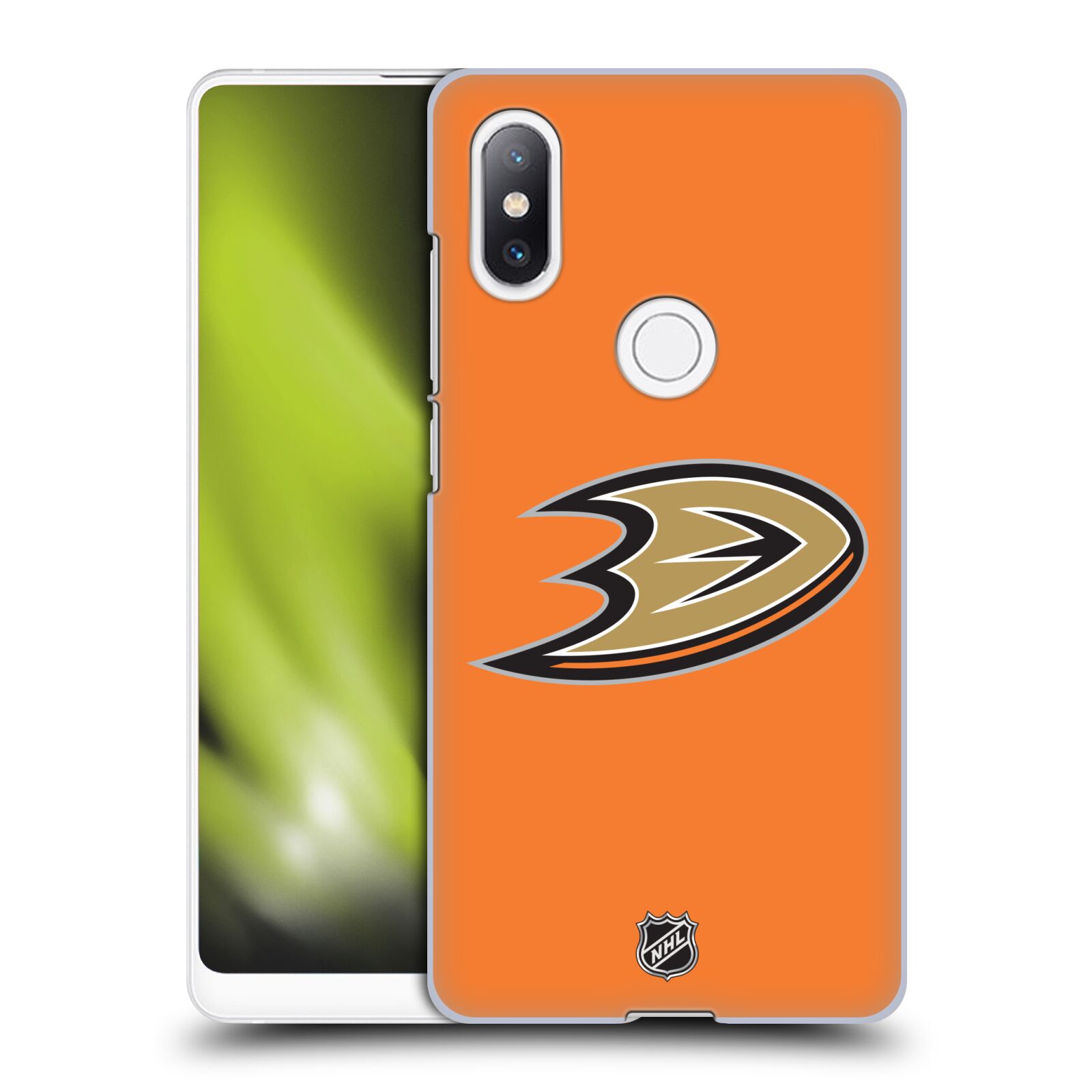 Pouzdro na mobil Xiaomi Mi Mix 2S - HEAD CASE - Hokej NHL - Anaheim Ducks - Oranžové pozadí