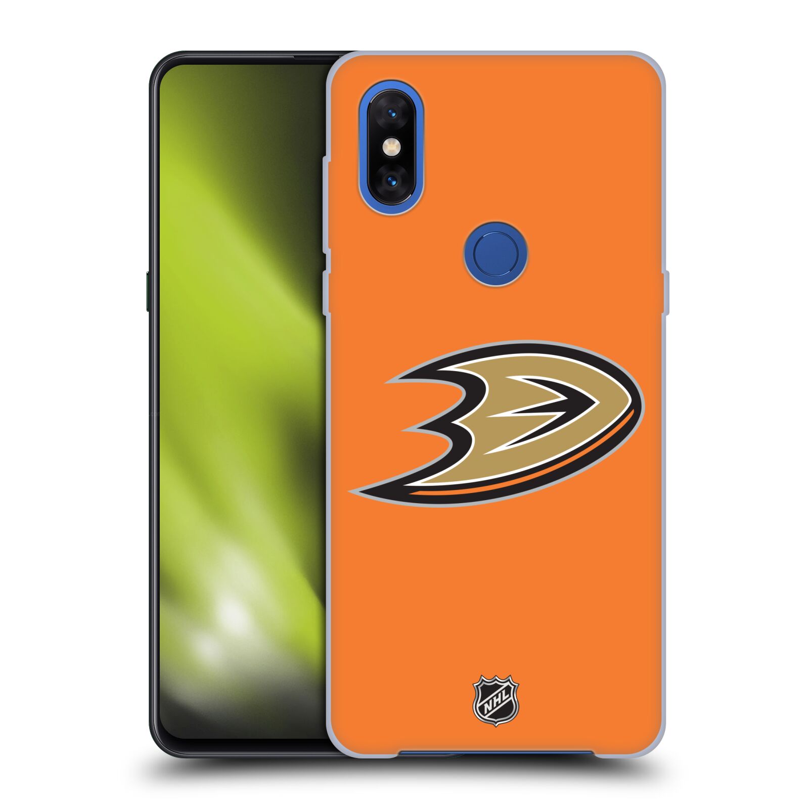 Pouzdro na mobil Xiaomi Mi Mix 3 - HEAD CASE - Hokej NHL - Anaheim Ducks - Oranžové pozadí