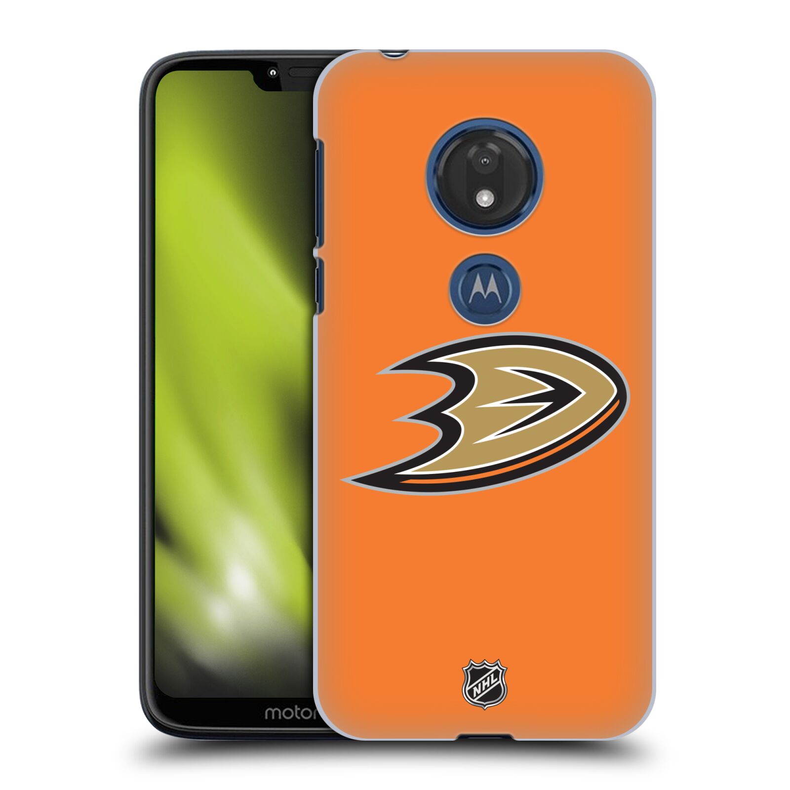 Pouzdro na mobil Motorola Moto G7 Play - HEAD CASE - Hokej NHL - Anaheim Ducks - Oranžové pozadí