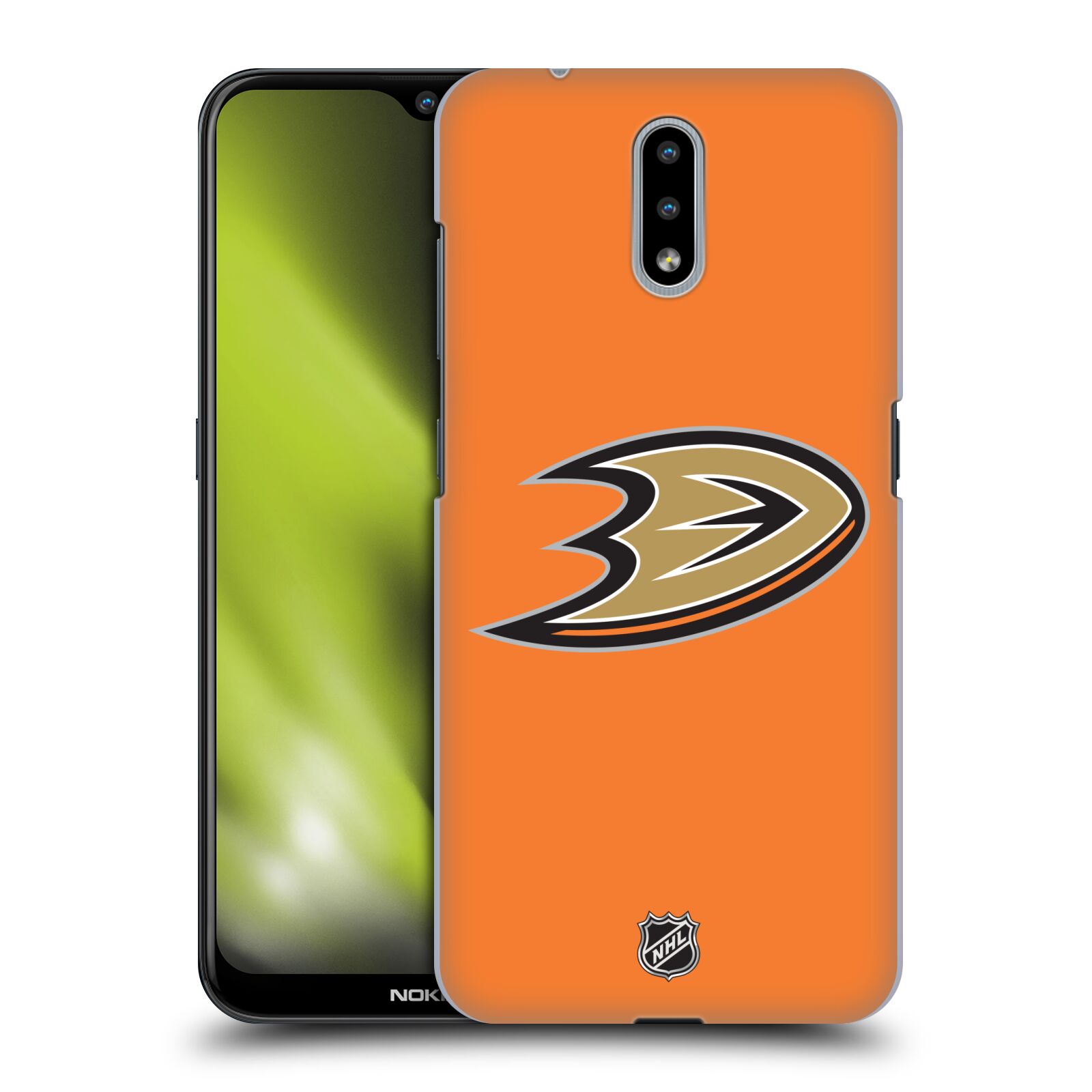 Pouzdro na mobil Nokia 2.3 - HEAD CASE - Hokej NHL - Anaheim Ducks - Oranžové pozadí