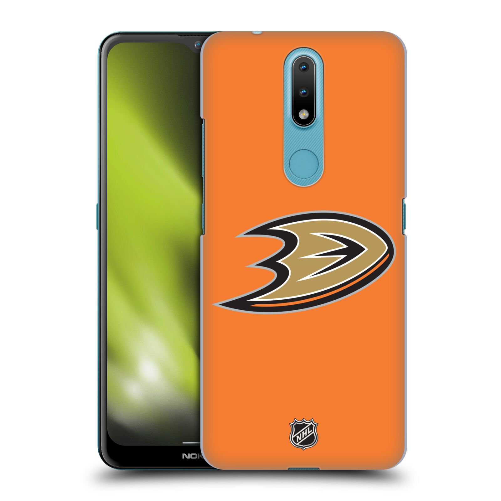 Pouzdro na mobil Nokia 2.4 - HEAD CASE - Hokej NHL - Anaheim Ducks - Oranžové pozadí