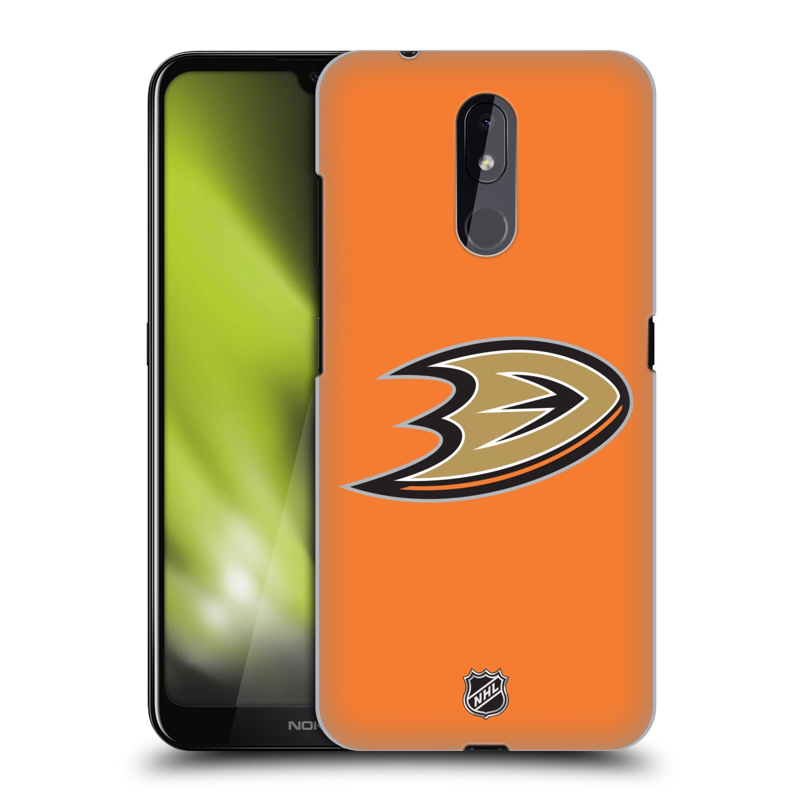 Pouzdro na mobil Nokia 3.2 - HEAD CASE - Hokej NHL - Anaheim Ducks - Oranžové pozadí