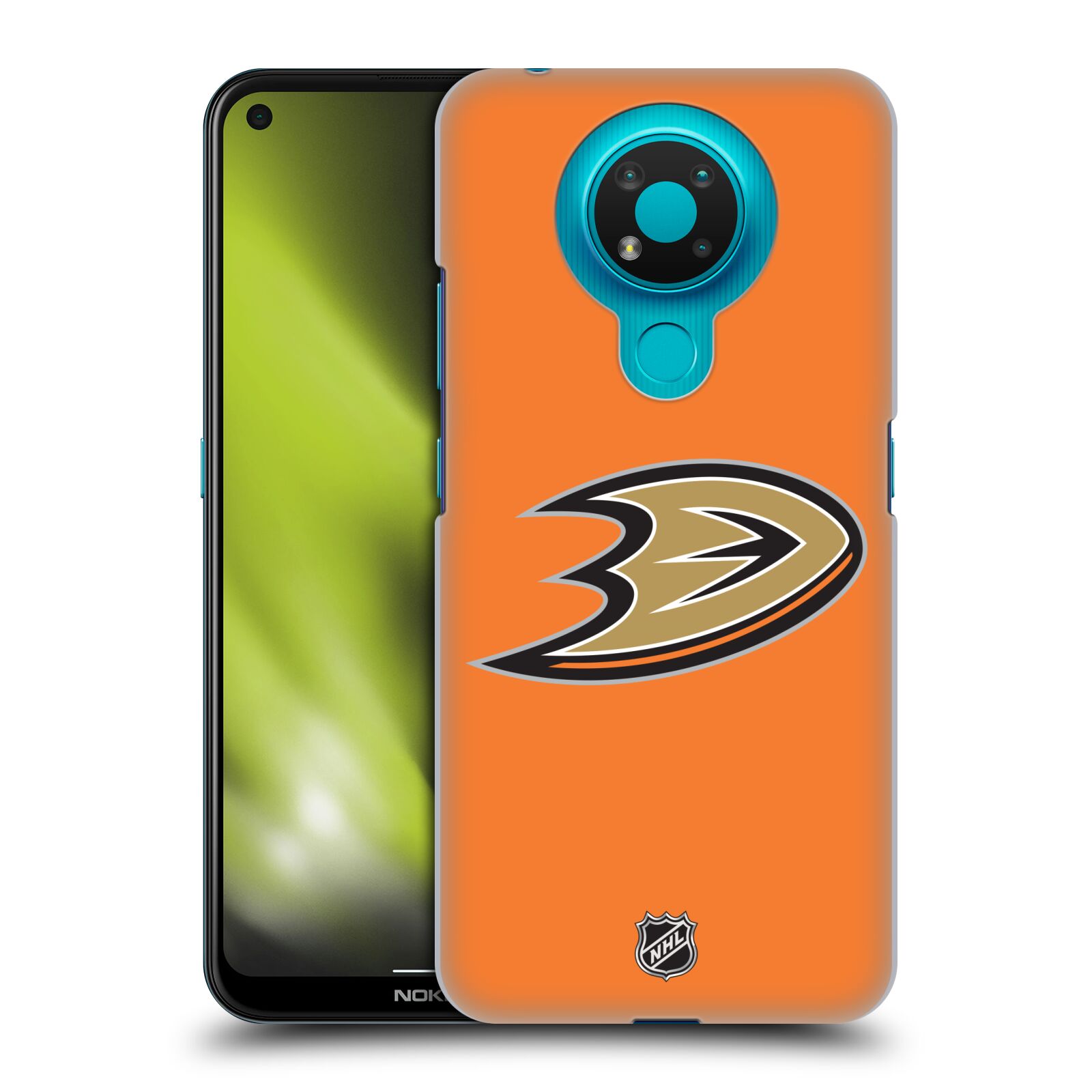 Pouzdro na mobil Nokia 3.4 - HEAD CASE - Hokej NHL - Anaheim Ducks - Oranžové pozadí