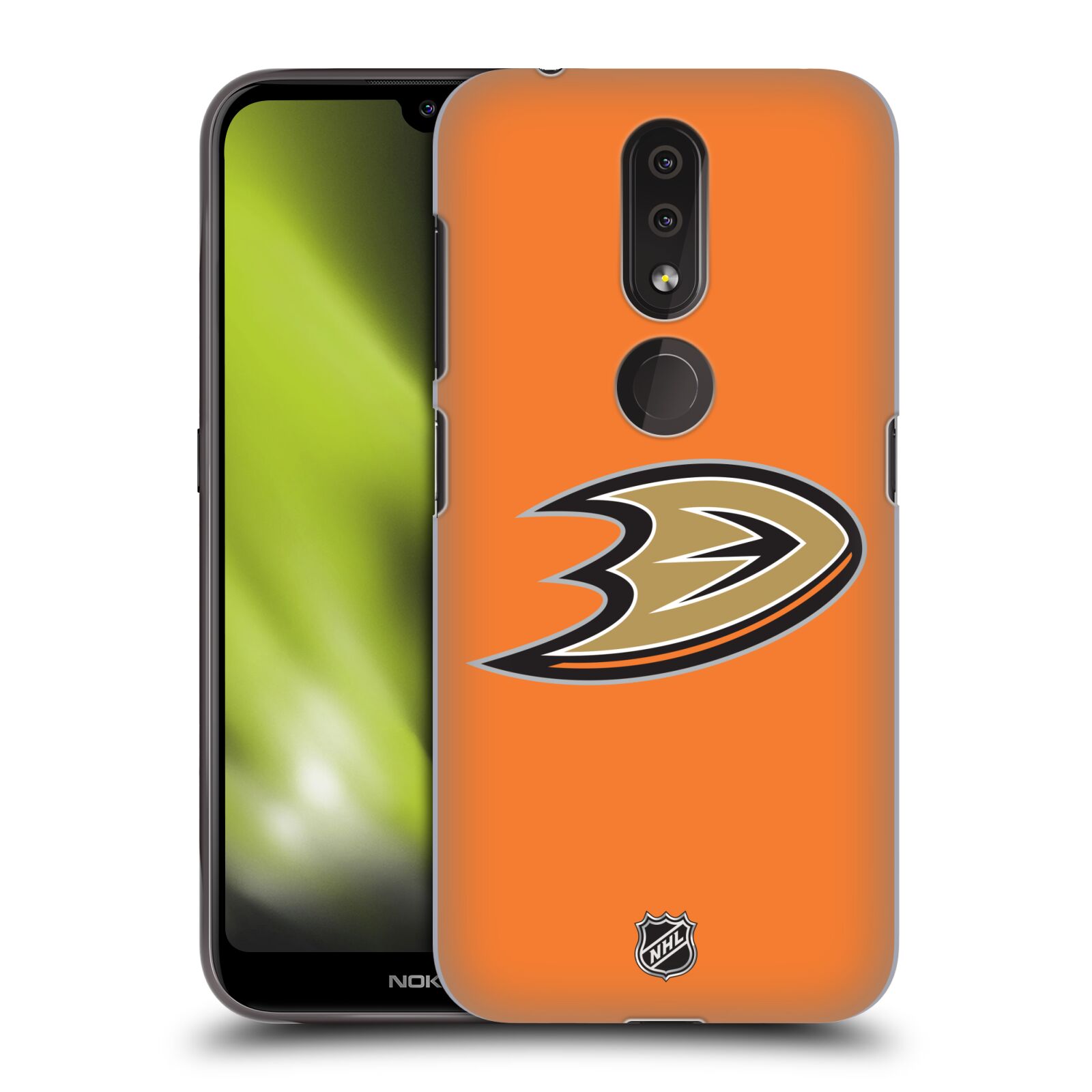 Pouzdro na mobil Nokia 4.2 - HEAD CASE - Hokej NHL - Anaheim Ducks - Oranžové pozadí