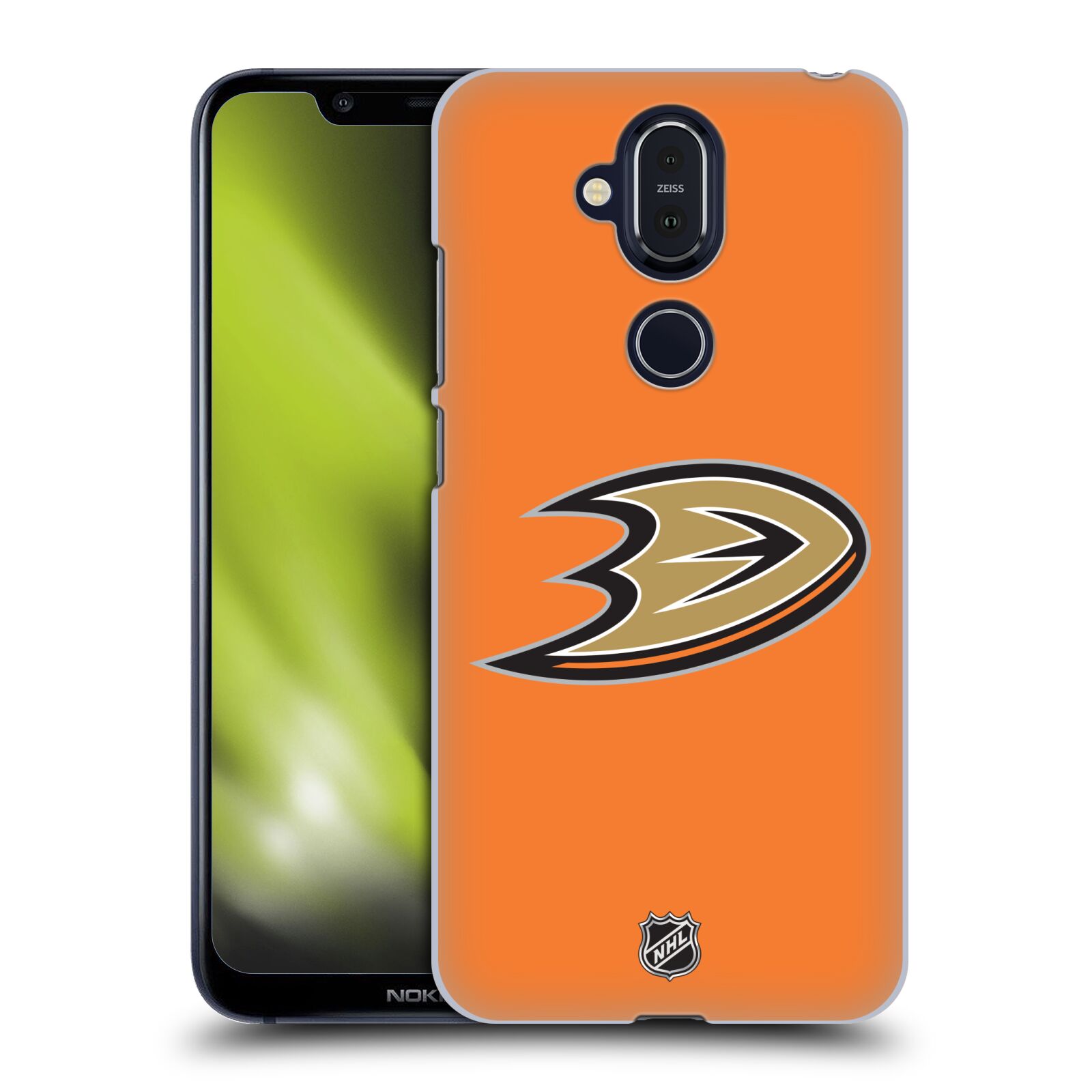 Pouzdro na mobil NOKIA 8.1 - HEAD CASE - Hokej NHL - Anaheim Ducks - Oranžové pozadí