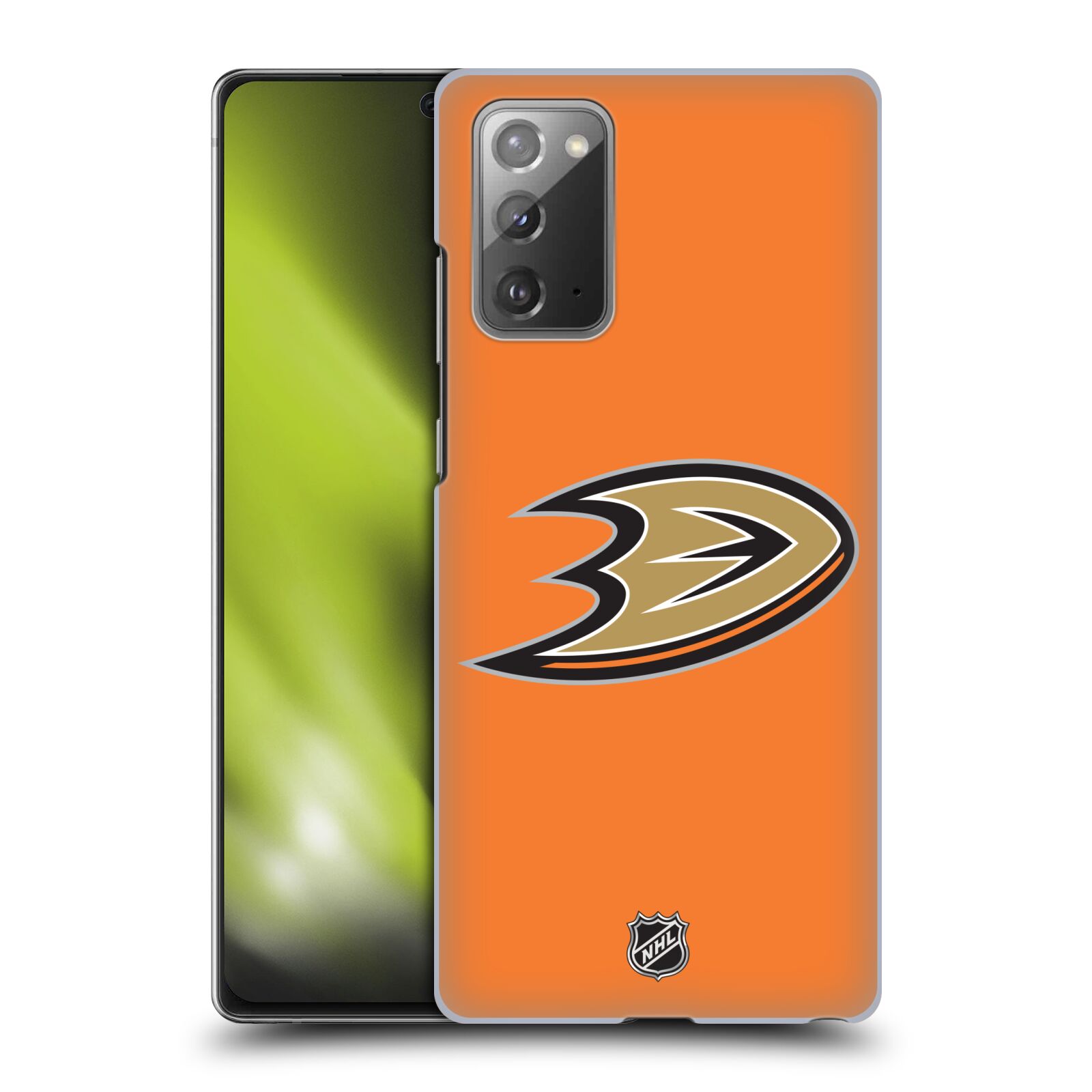 Pouzdro na mobil Samsung Galaxy Note 20 - HEAD CASE - Hokej NHL - Anaheim Ducks - Oranžové pozadí