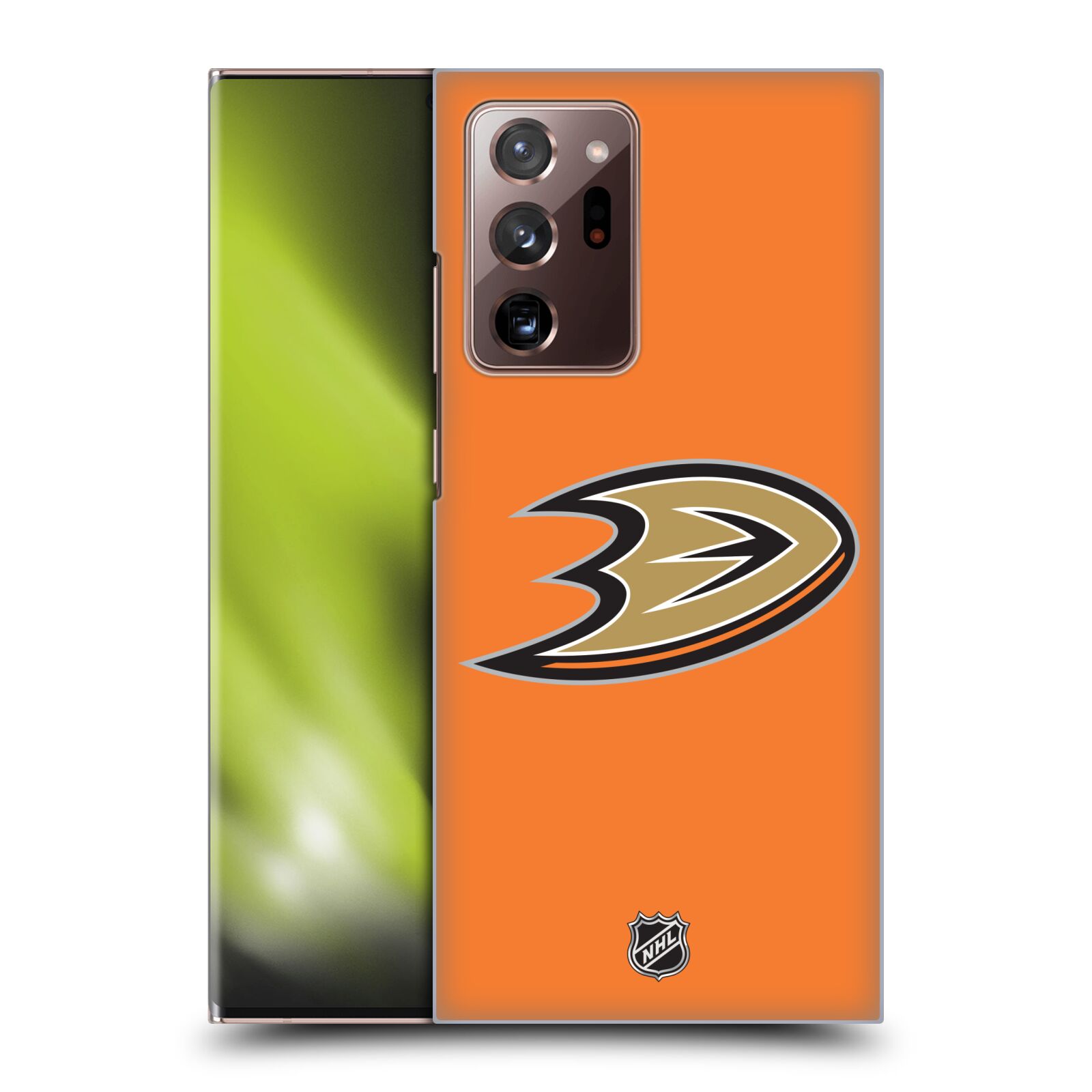 Pouzdro na mobil Samsung Galaxy Note 20 ULTRA - HEAD CASE - Hokej NHL - Anaheim Ducks - Oranžové pozadí