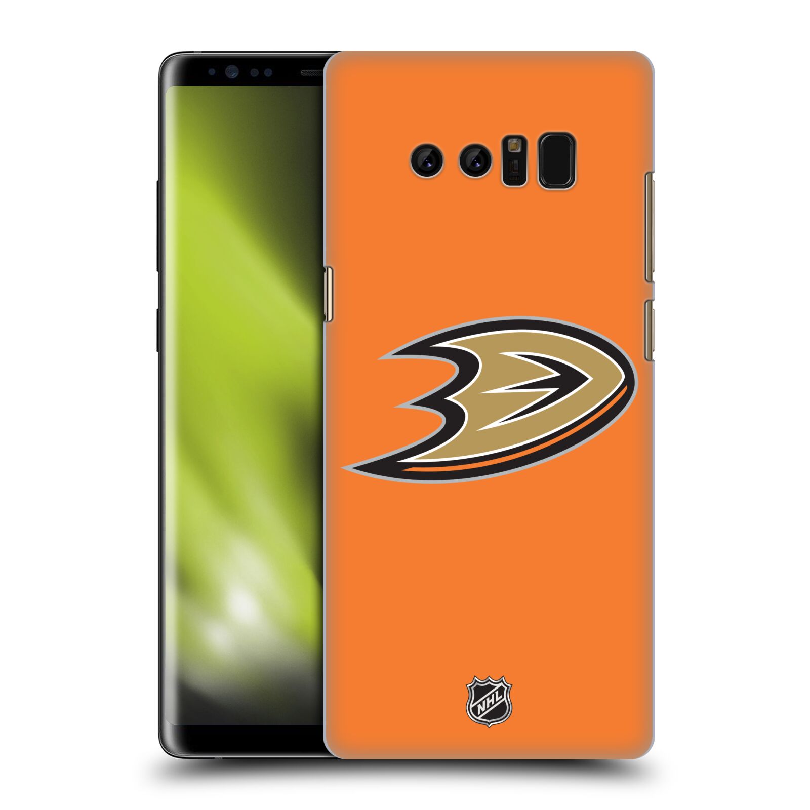 Pouzdro na mobil Samsung Galaxy Note 8 - HEAD CASE - Hokej NHL - Anaheim Ducks - Oranžové pozadí