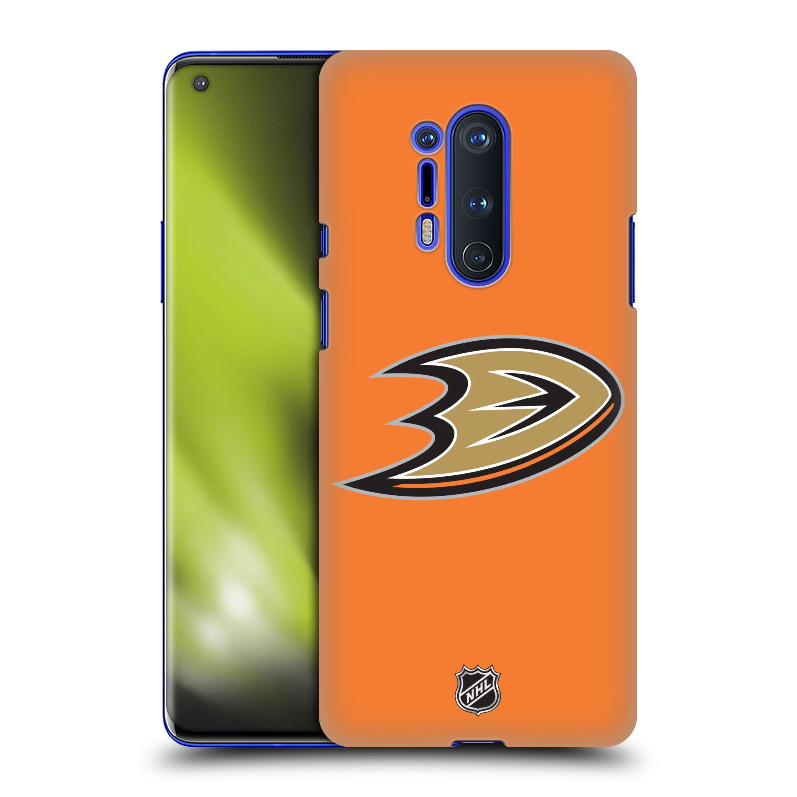 Pouzdro na mobil OnePlus 8 PRO 5G - HEAD CASE - Hokej NHL - Anaheim Ducks - Oranžové pozadí