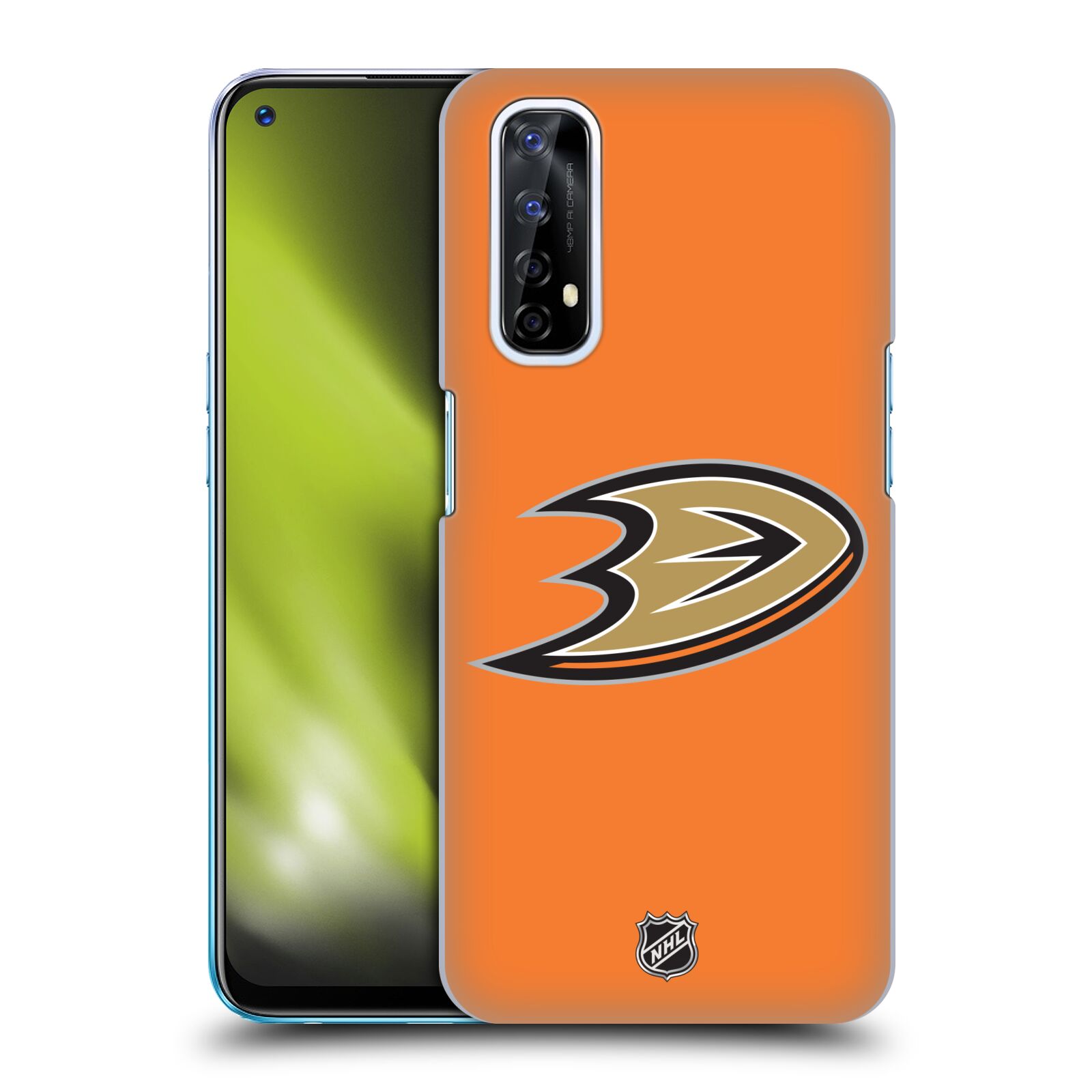 Pouzdro na mobil Realme 7 - HEAD CASE - Hokej NHL - Anaheim Ducks - Oranžové pozadí