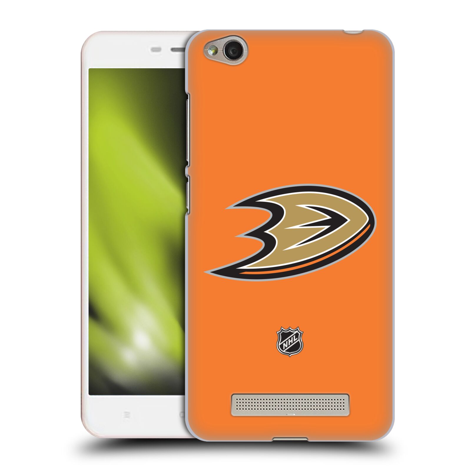 Pouzdro na mobil Xiaomi Redmi 4a - HEAD CASE - Hokej NHL - Anaheim Ducks - Oranžové pozadí