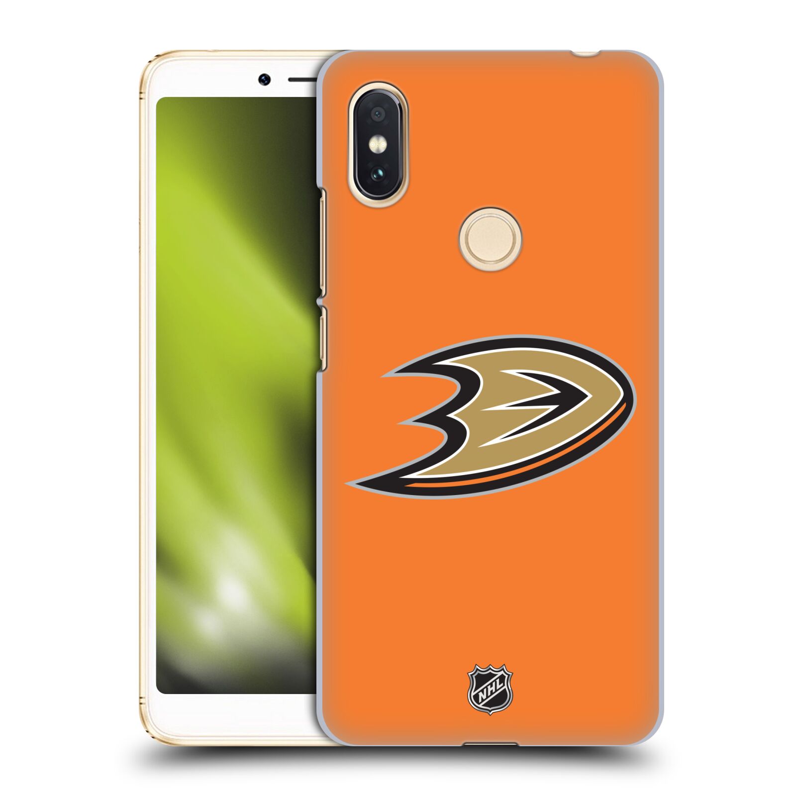 Pouzdro na mobil Xiaomi Redmi S2 - HEAD CASE - Hokej NHL - Anaheim Ducks - Oranžové pozadí