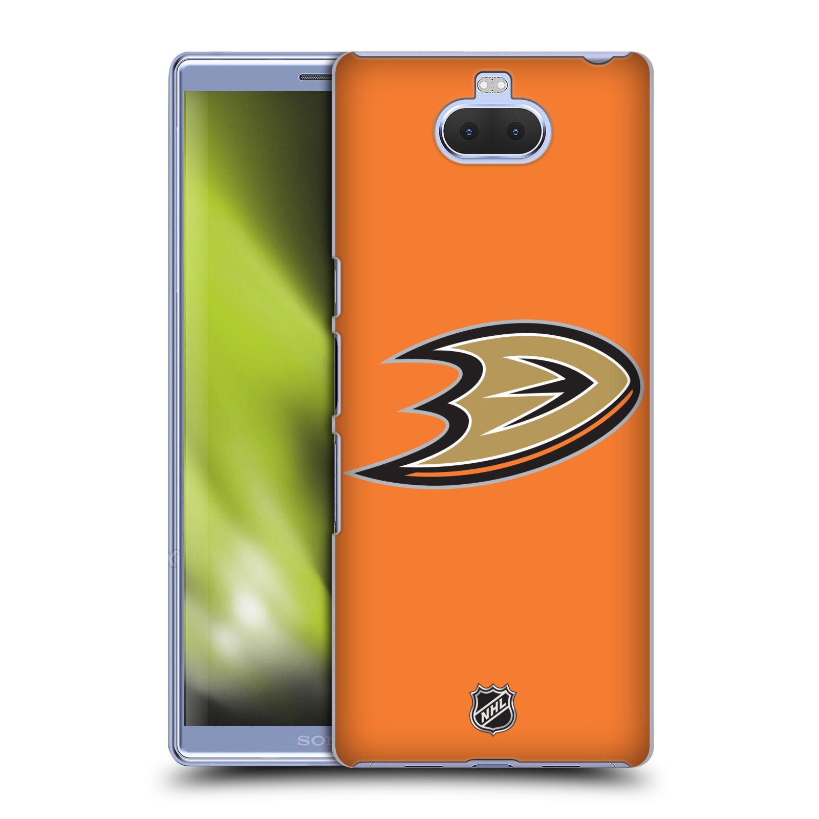 Pouzdro na mobil Sony Xperia 10 Plus - HEAD CASE - Hokej NHL - Anaheim Ducks - Oranžové pozadí