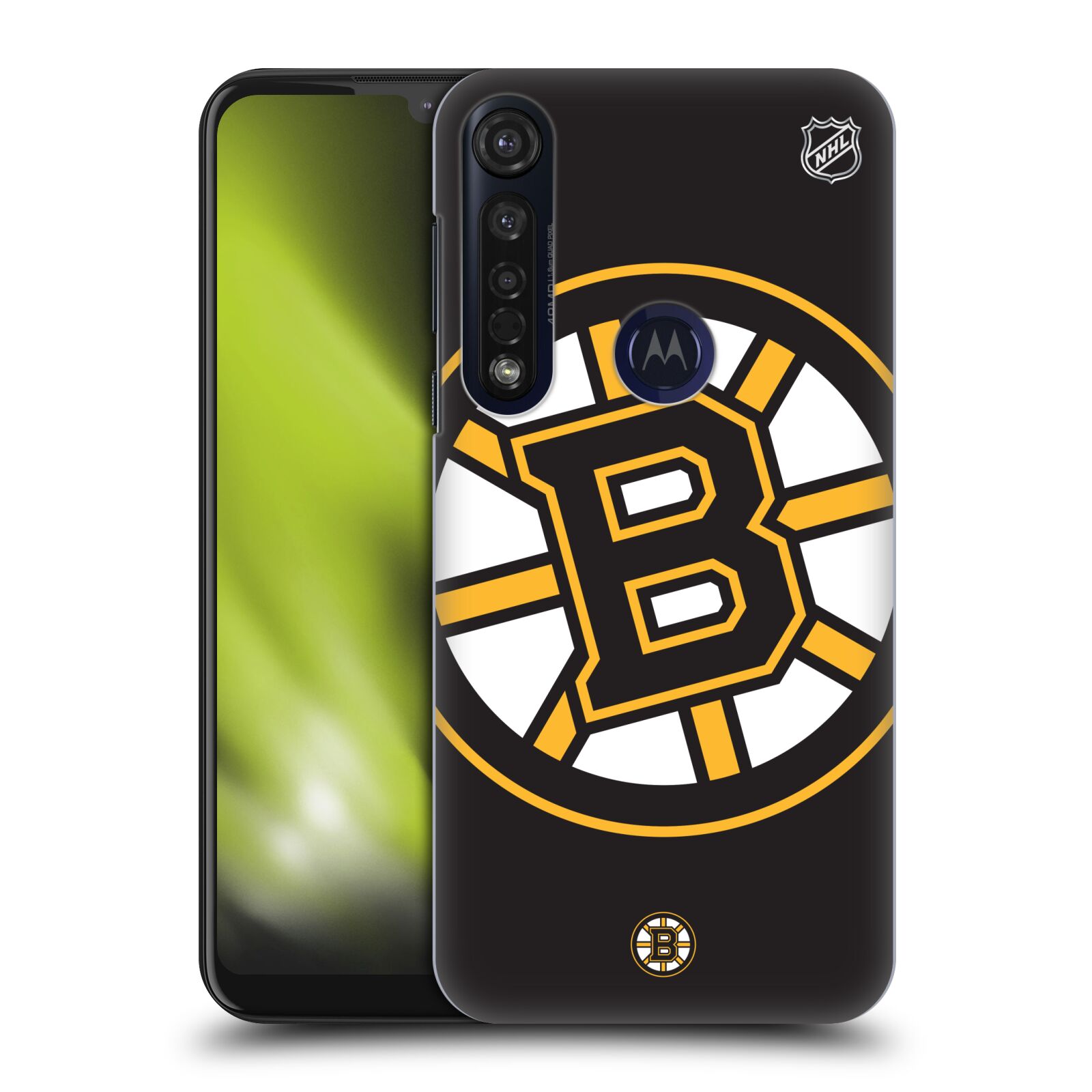 Pouzdro na mobil Motorola Moto G8 PLUS - HEAD CASE - Hokej NHL - Boston Bruins - velký znak