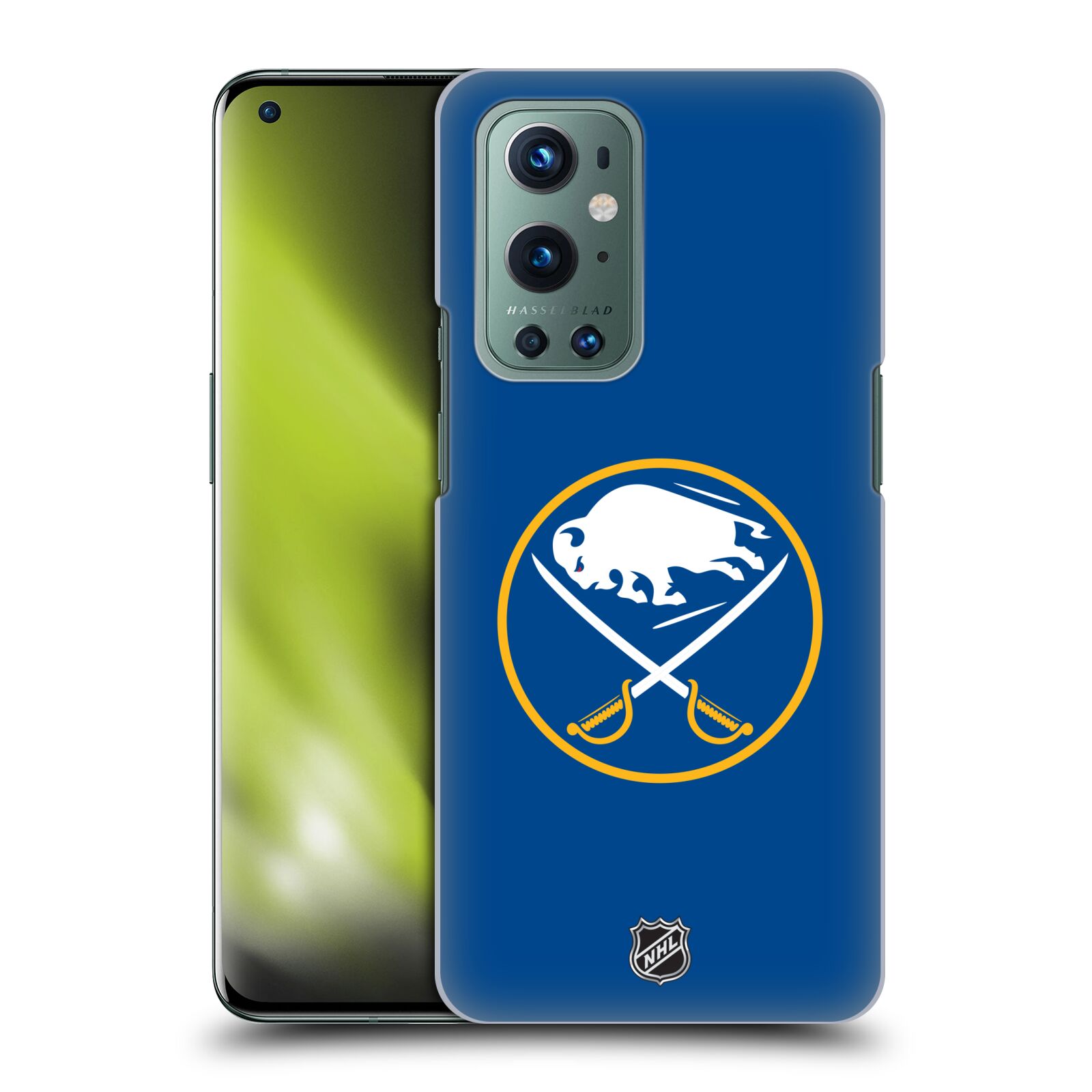 Pouzdro na mobil OnePlus 9 - HEAD CASE - Hokej NHL - Buffalo Sabres - modré pozadí