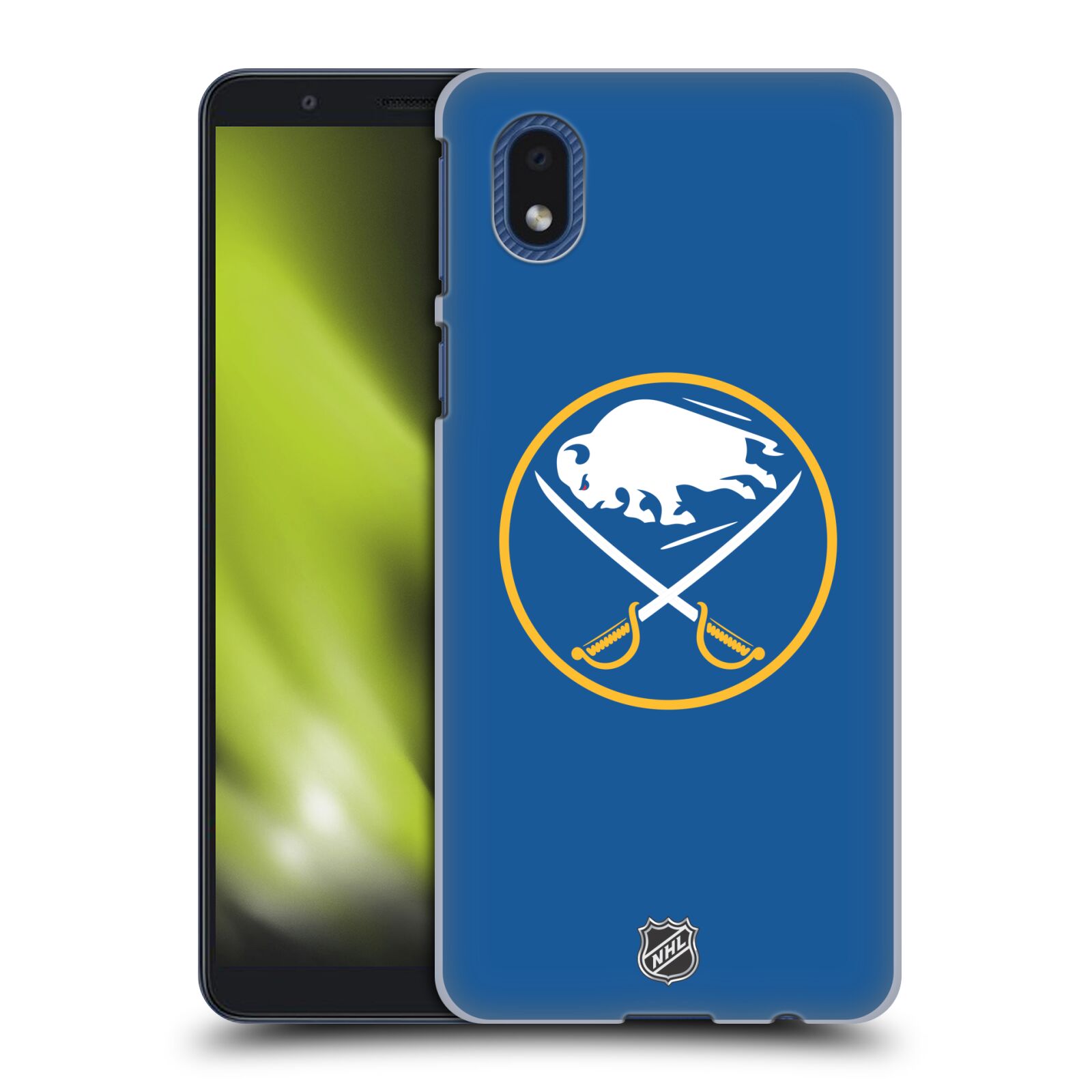 Pouzdro na mobil Samsung Galaxy A01 CORE - HEAD CASE - Hokej NHL - Buffalo Sabres - modré pozadí